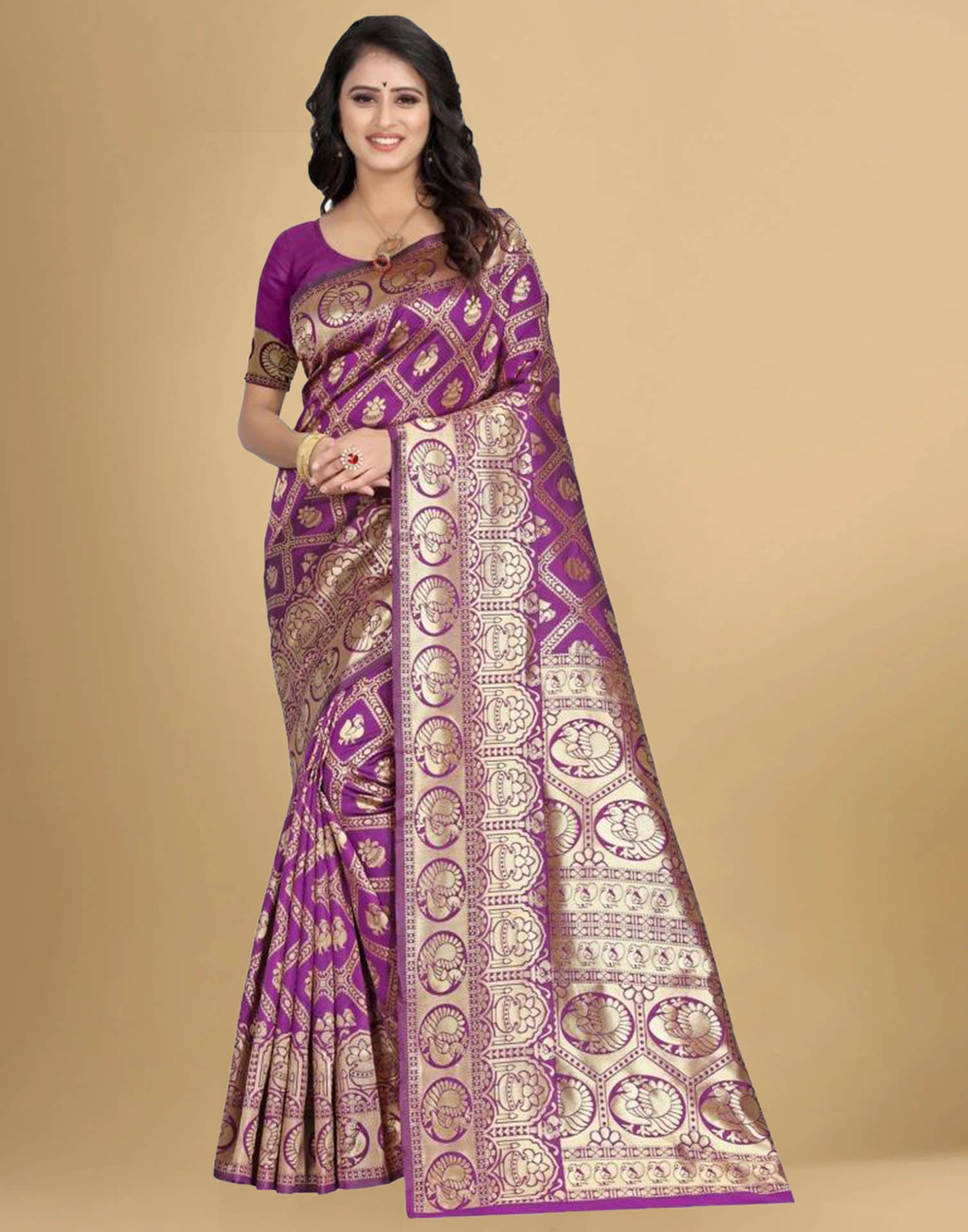Samah Art Silk Embellished Saree With Unstitched Blouse Piece ( Magenta )     			Samah Art Silk Embellished Saree With Unstitched Blouse Piece ( Magenta )