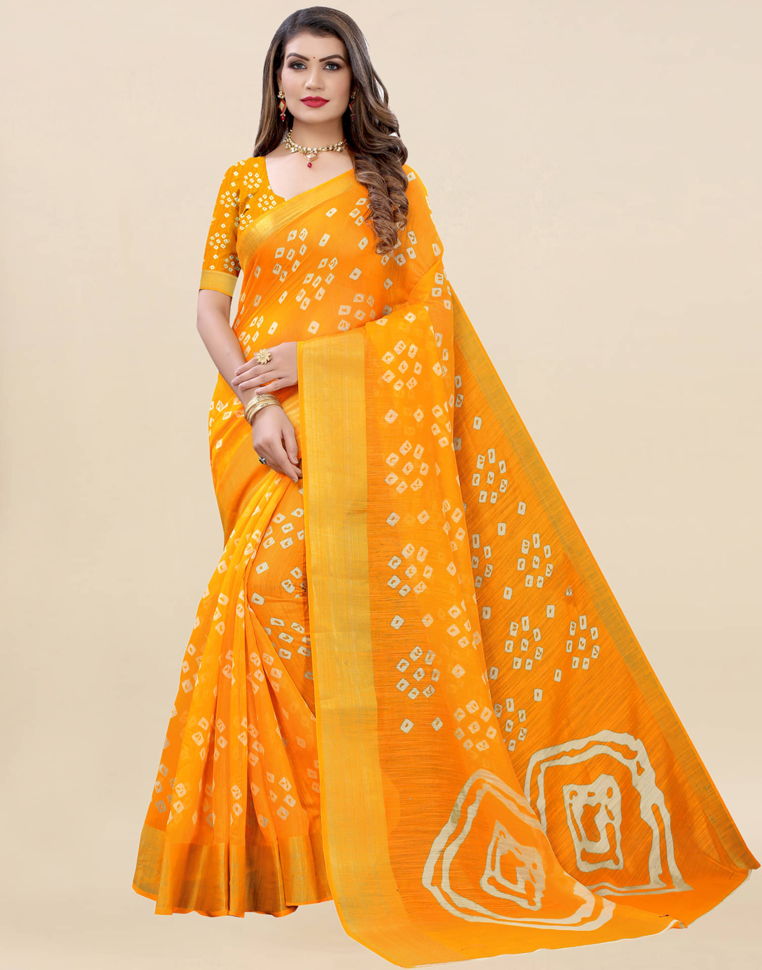 Samah Cotton Printed Saree With Unstitched Blouse Piece ( Yellow ) Samah Cotton Printed Saree With Unstitched Blouse Piece ( Yellow )