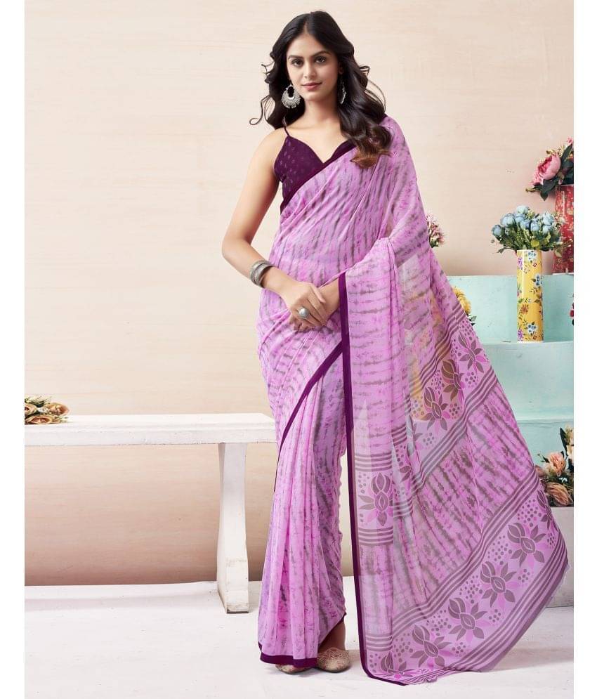 Samah Georgette Printed Saree With Unstitched Blouse Piece ( Pink ) Samah Georgette Printed Saree With Unstitched Blouse Piece ( Pink )