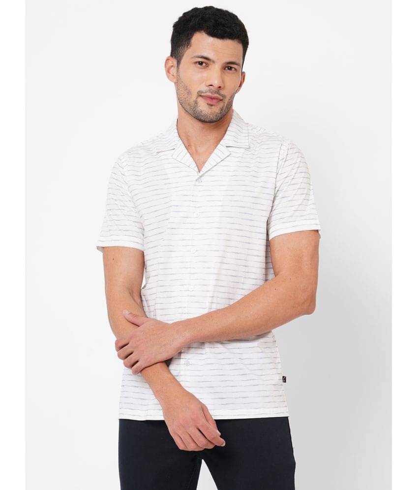     			Solemio Cotton Blend Slim Fit Striped Half Sleeves Men's Casual Shirt - White ( Pack of 1 )
