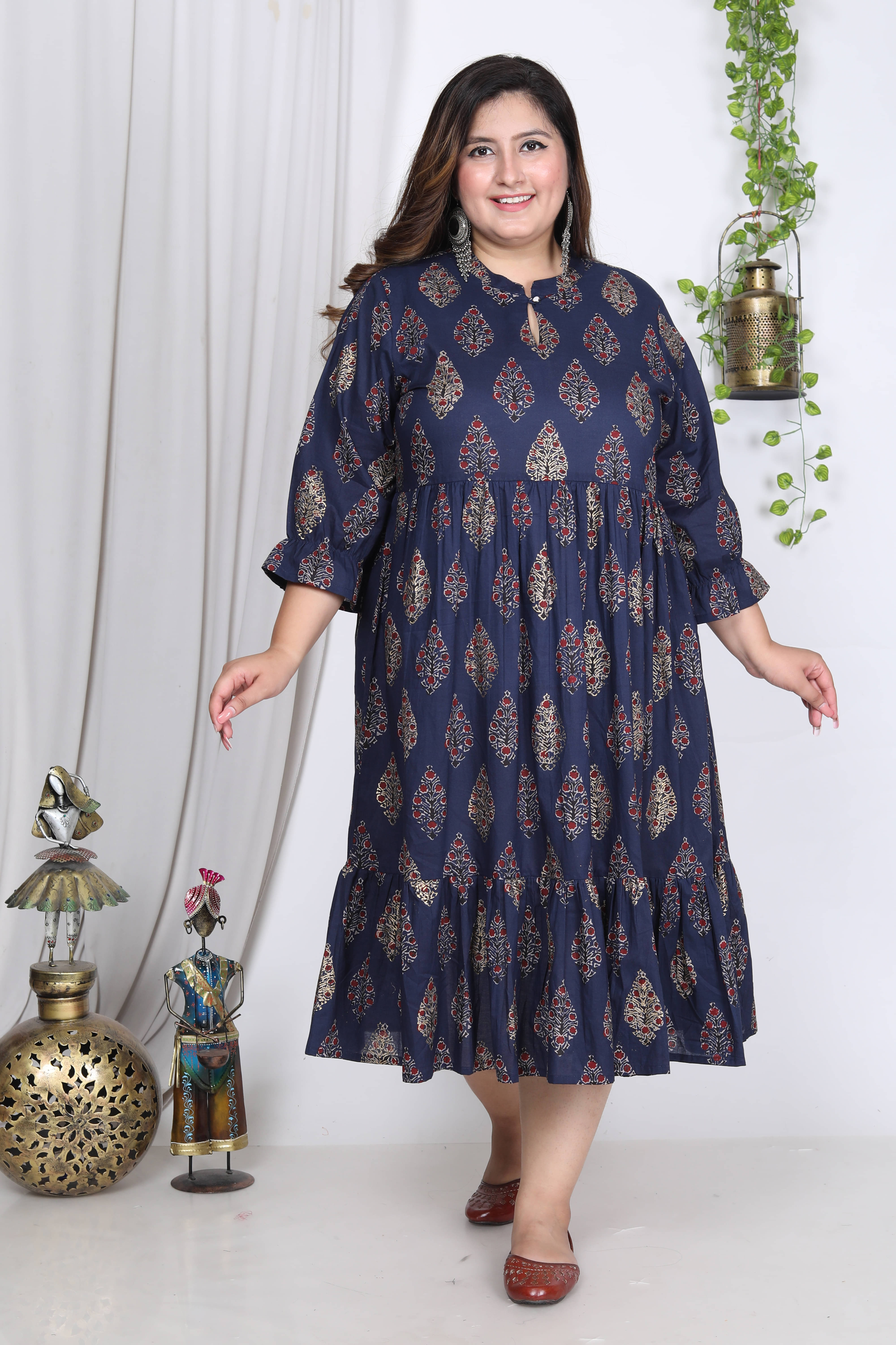     			Swasti Cotton Blend Printed Anarkali Women's Kurti - Blue ( Pack of 1 )