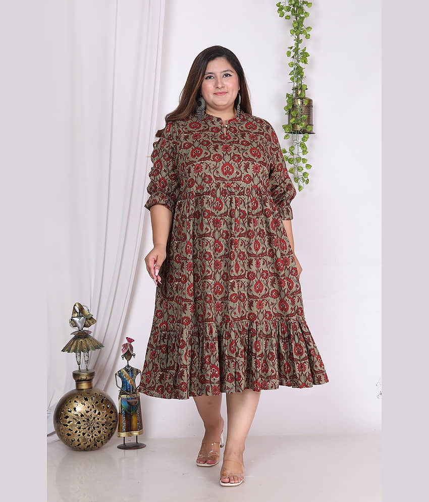 Swasti Cotton Blend Printed Anarkali Women's Kurti - Rust ( Pack of 1 ) - Kurtis, Tunics | Buy online on ZillyBuy