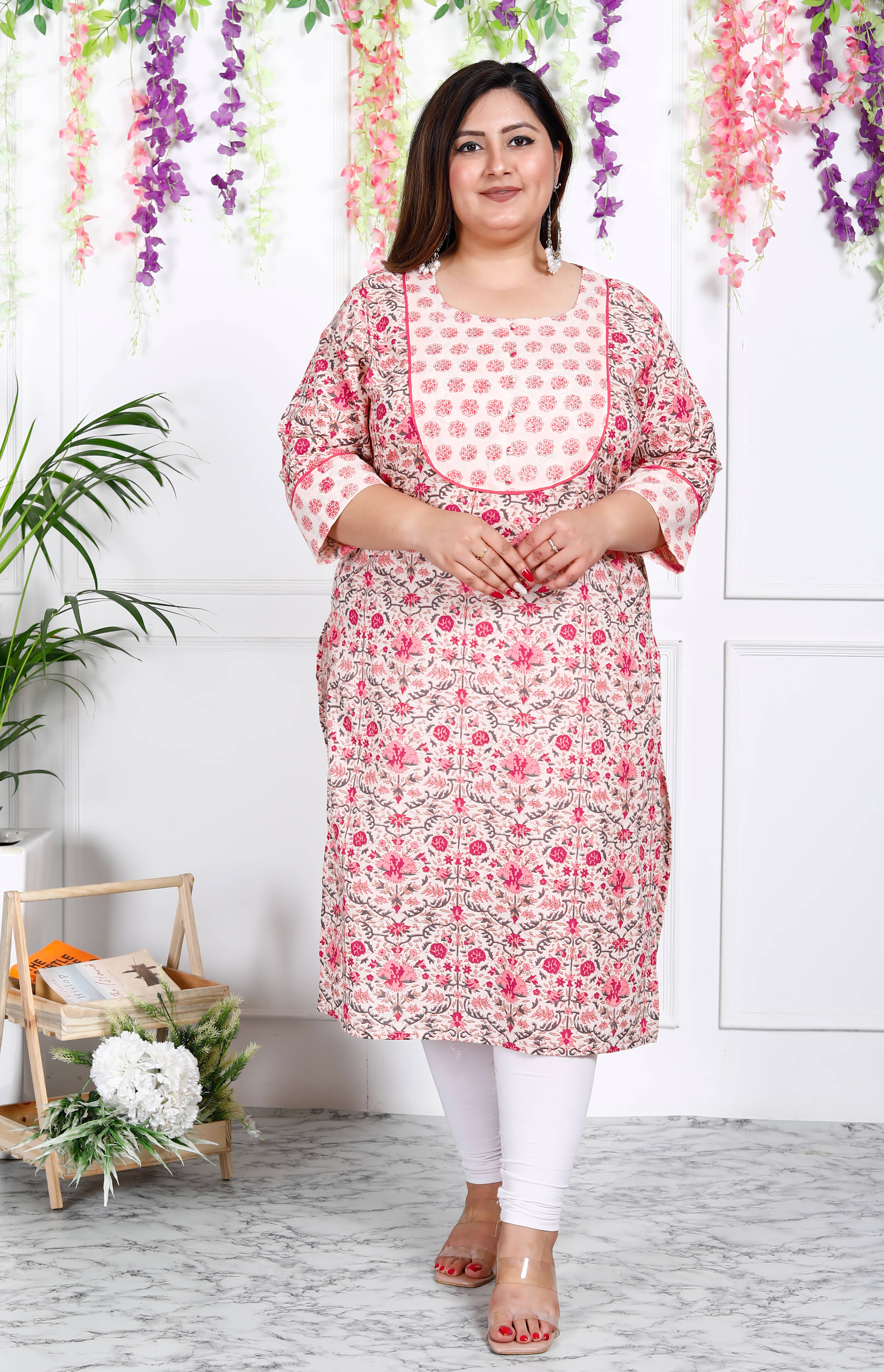 Swasti Cotton Printed Straight Women's Kurti - Pink ( Pack of 1 ) - Kurtis, Tunics | Buy online on ZillyBuy