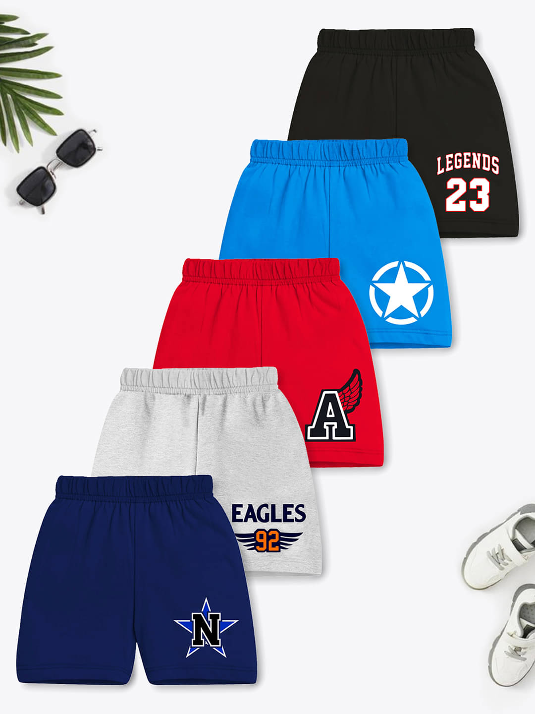     			Trampoline Pack of 5 Cotton Shorts For Baby Boys ( Multicolor6 )