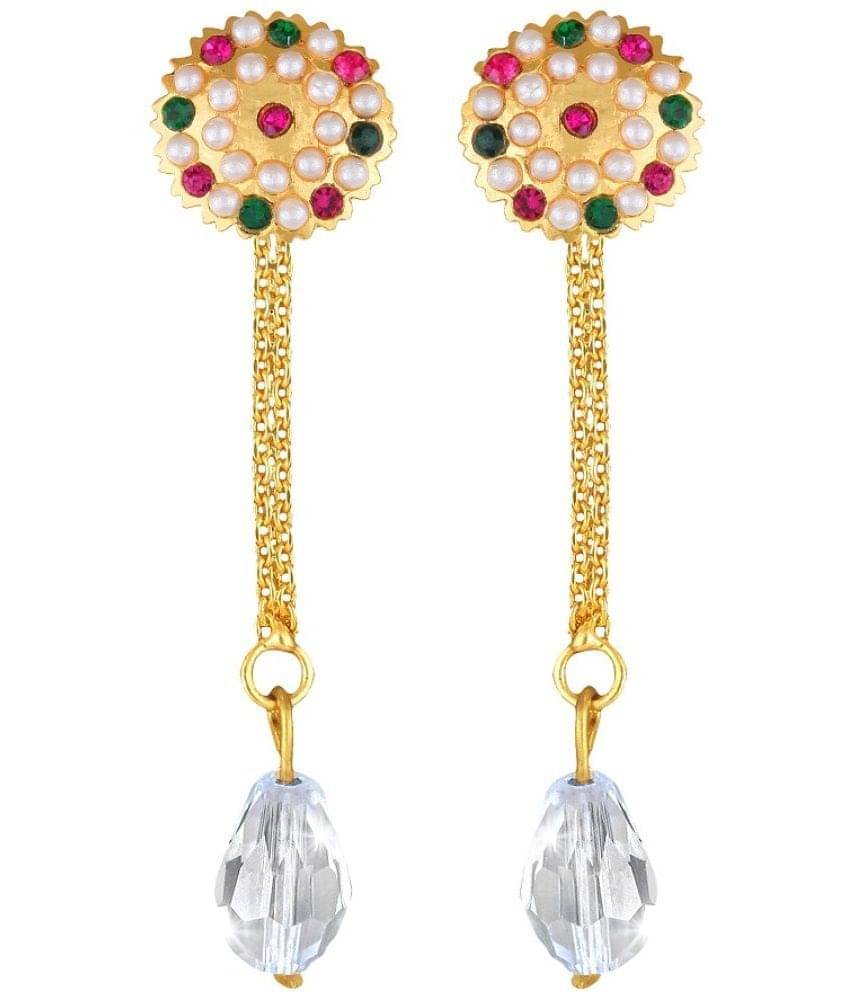     			VIVASTRI Golden Drop Earrings ( Pack of 2 )