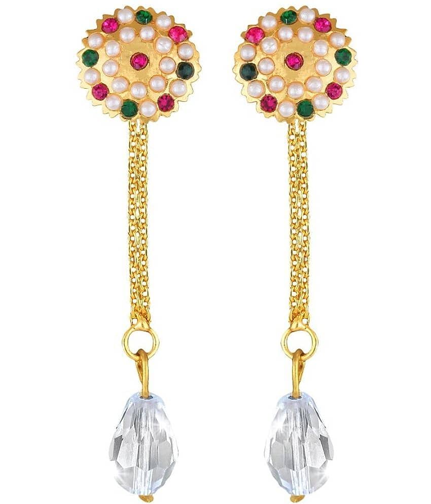 VIVASTRI Golden Drop Earrings ( Pack of 2 ) - Earrings | Buy online on ZillyBuy