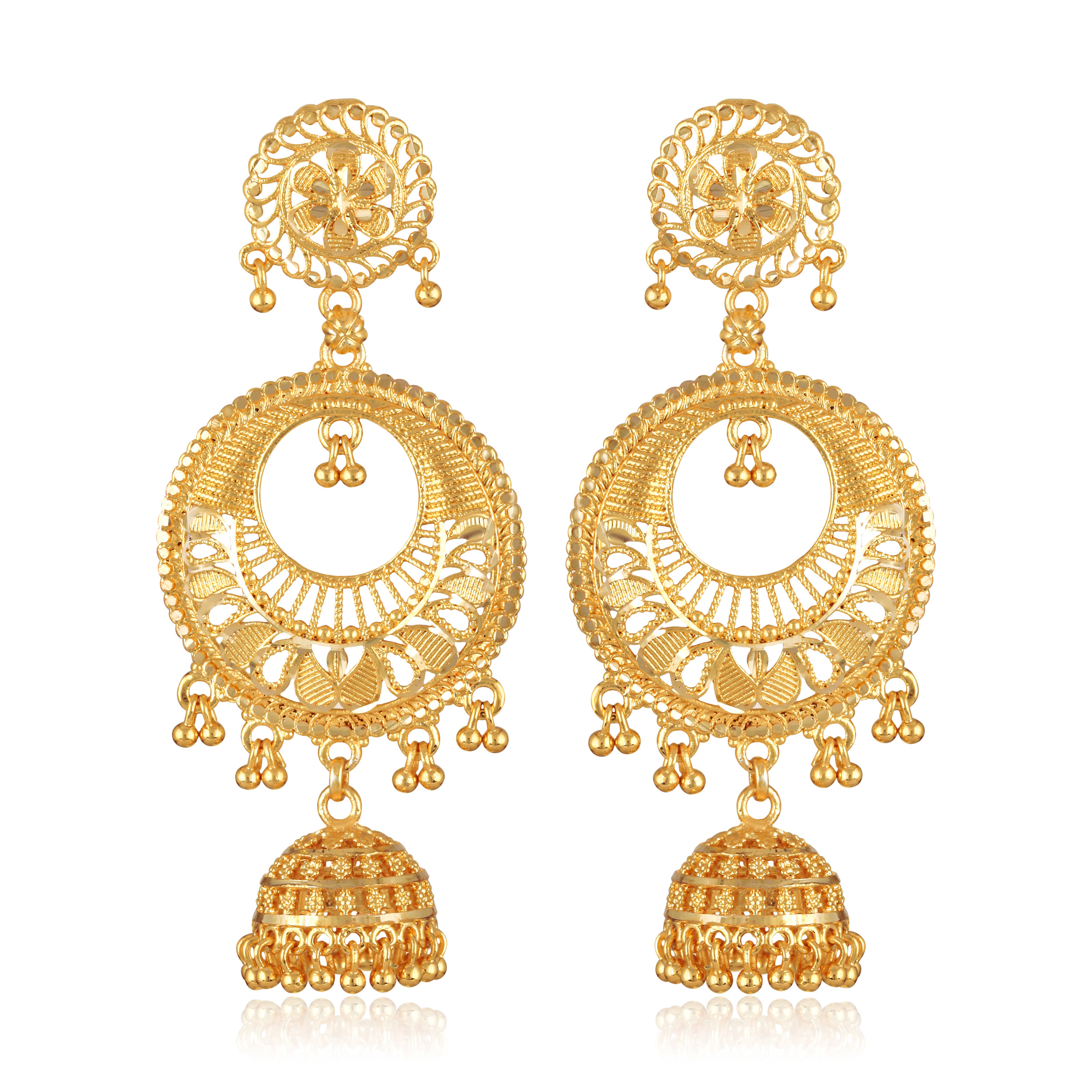 VIVASTRI Golden Jhumki Earrings ( Pack of 1 ) - Earrings | Buy online on ZillyBuy