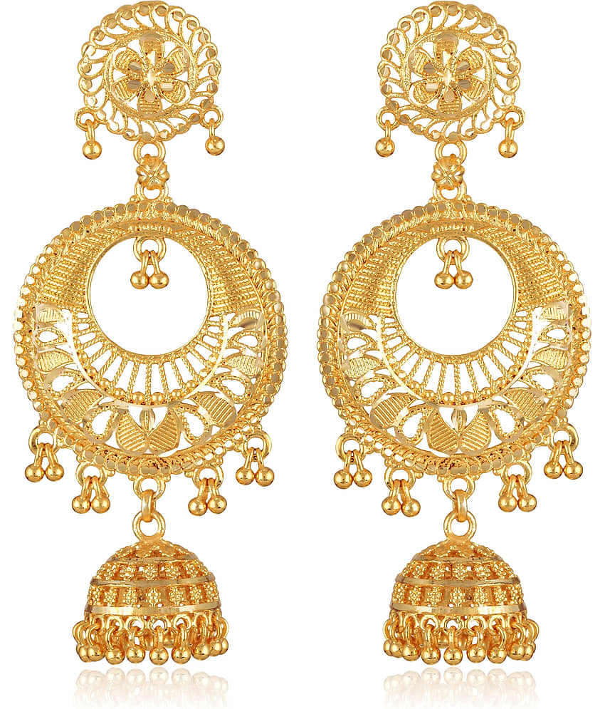 VIVASTRI Golden Jhumki Earrings ( Pack of 1 ) - Earrings | Buy online on ZillyBuy