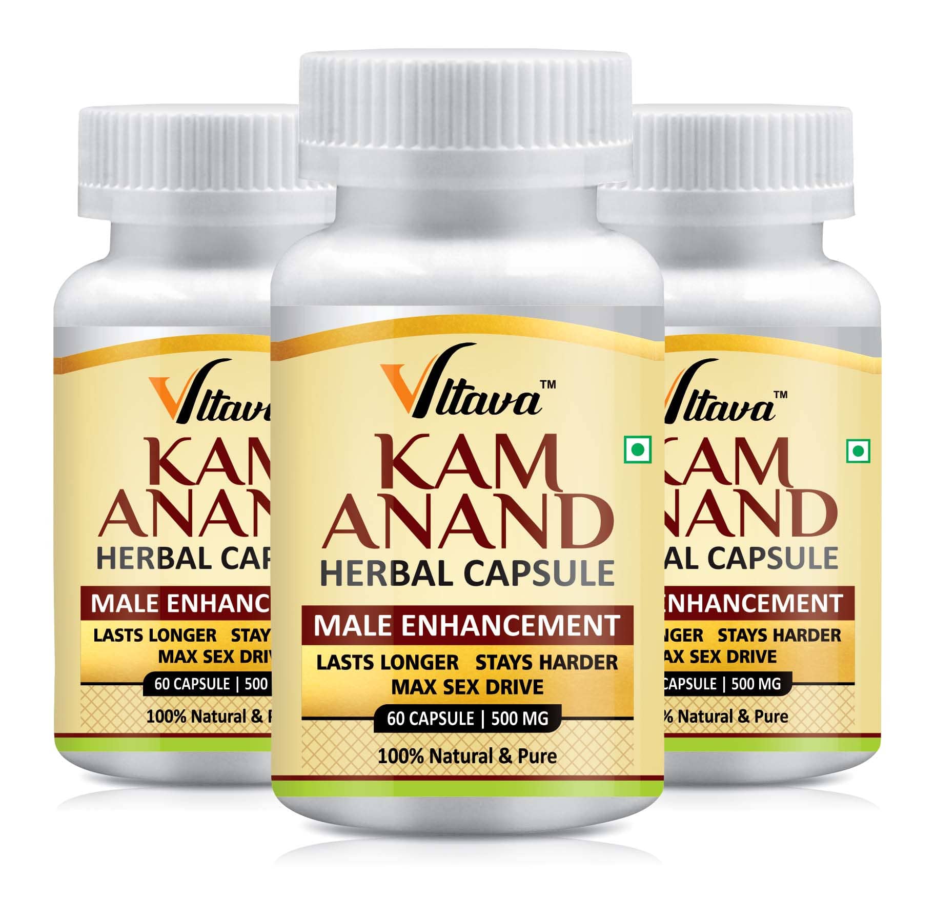 Vltava Kamanand Capsule, Strength & Stamina Increase Energy For Men Wellness 180 gm Unfalvoured Minerals Capsule Pack of 3