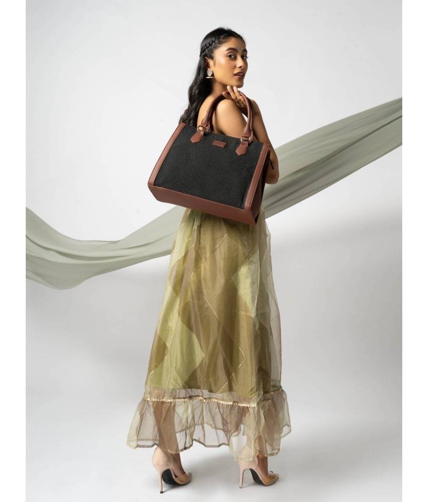     			Zouk Satchel Bag Jute Set of 1 ( Black )