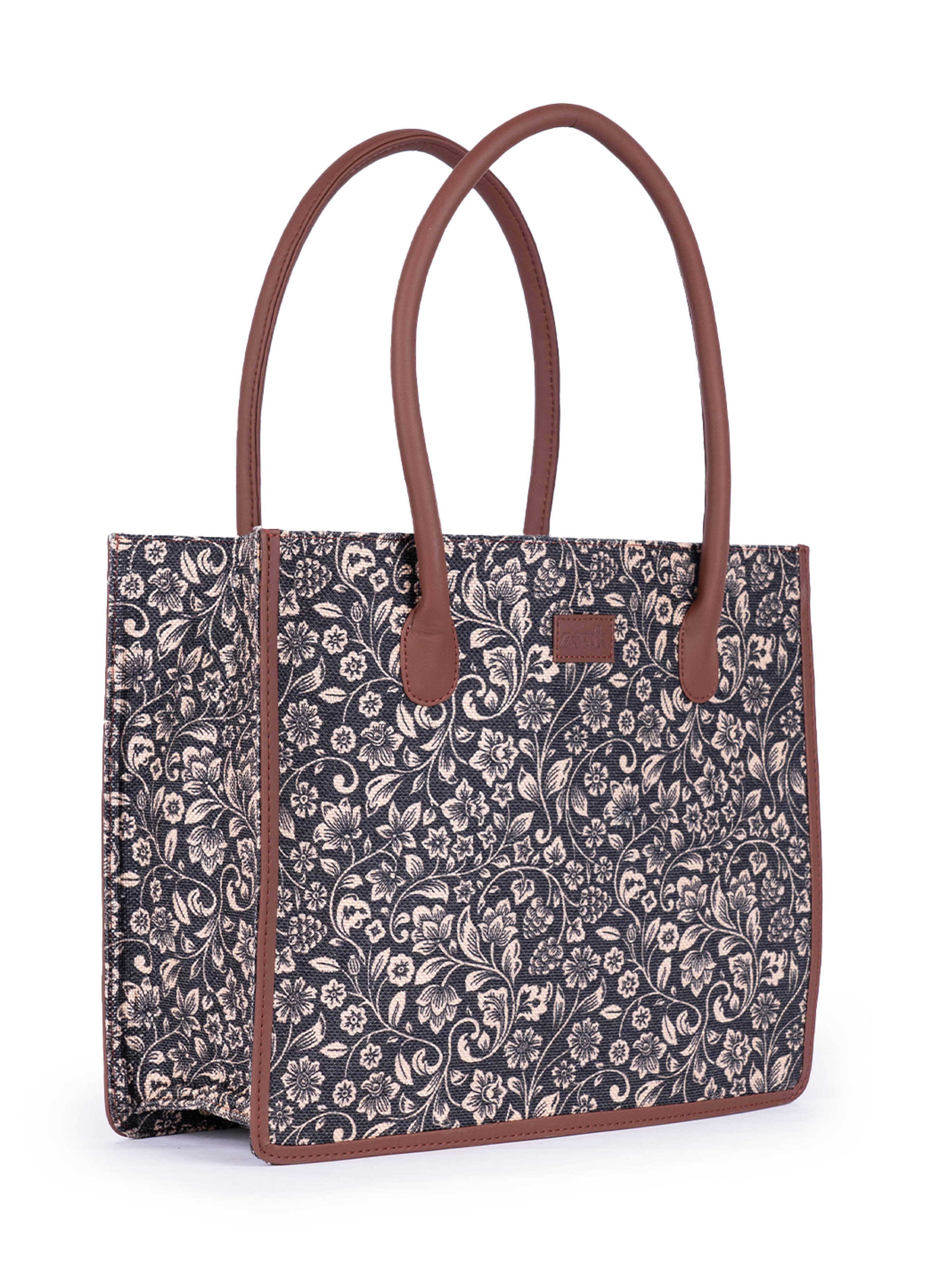     			Zouk Tote Bag Jute Set of 1 ( Black )