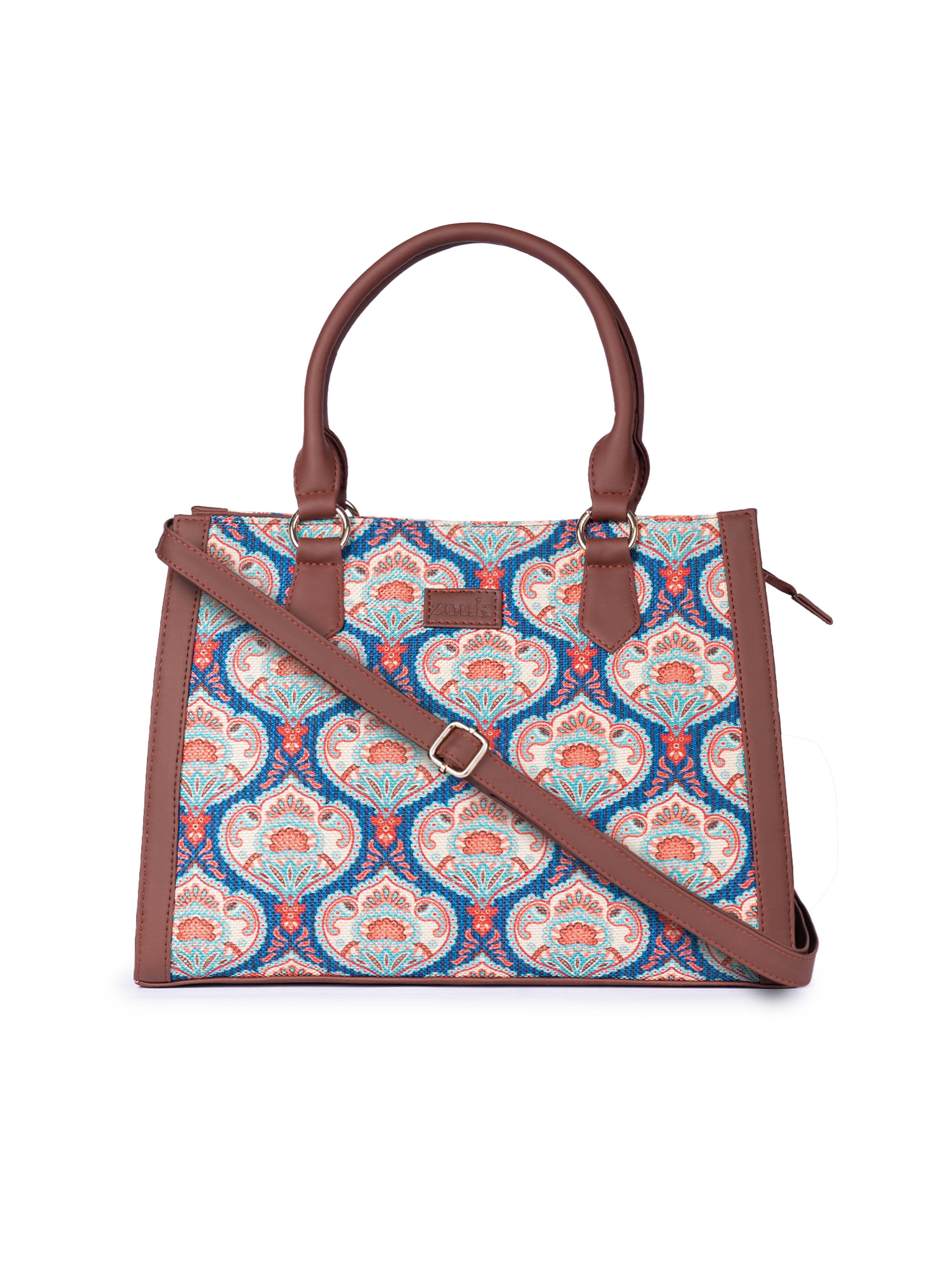     			Zouk Satchel Bag Jute Set of 1 ( Blue )