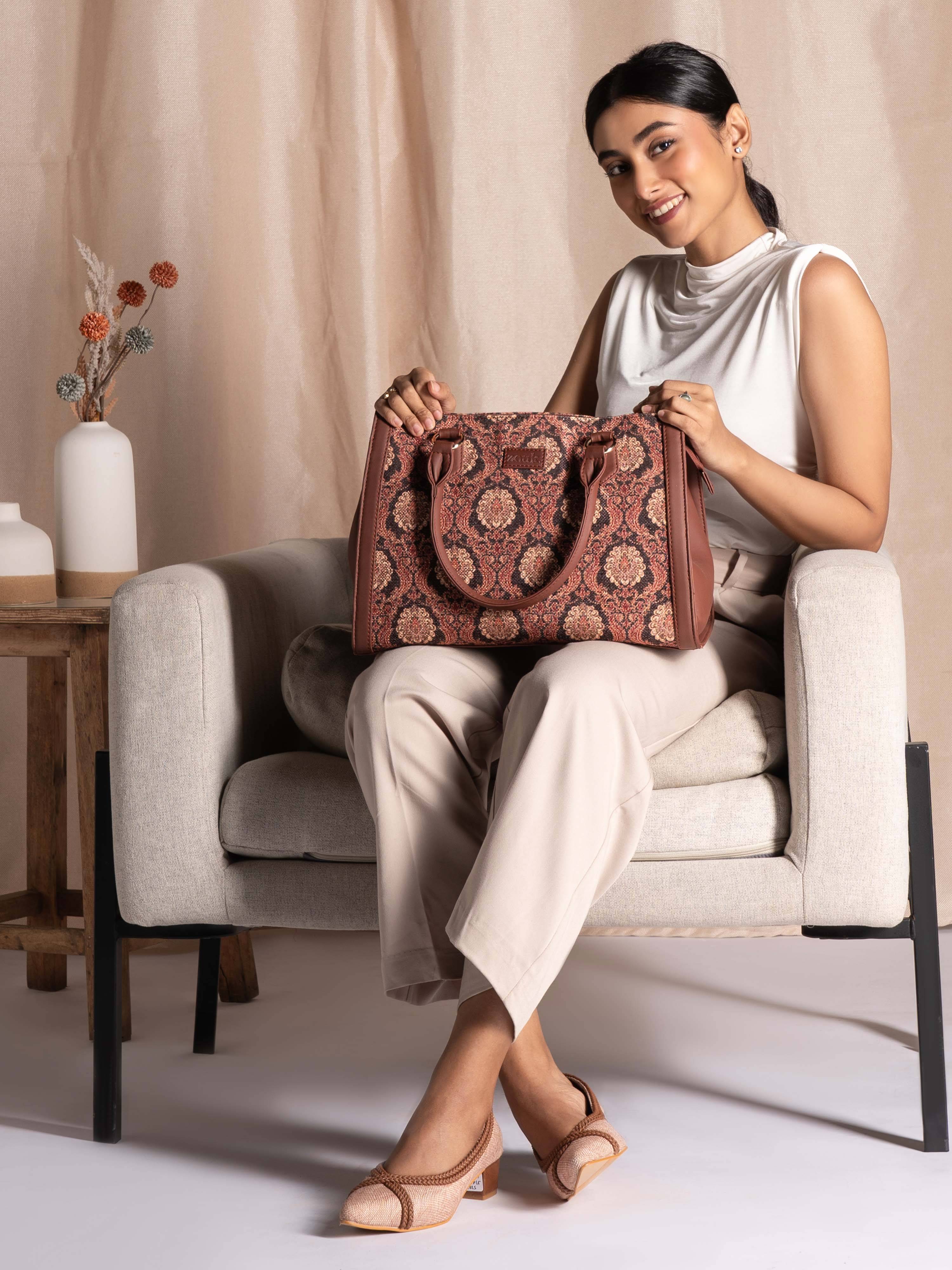     			Zouk Satchel Bag Jute Set of 1 ( Brown )