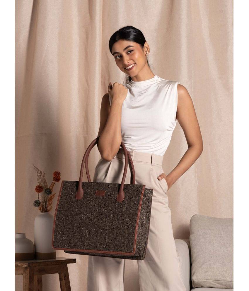     			Zouk Tote Bag Jute Set of 1 ( Brown )
