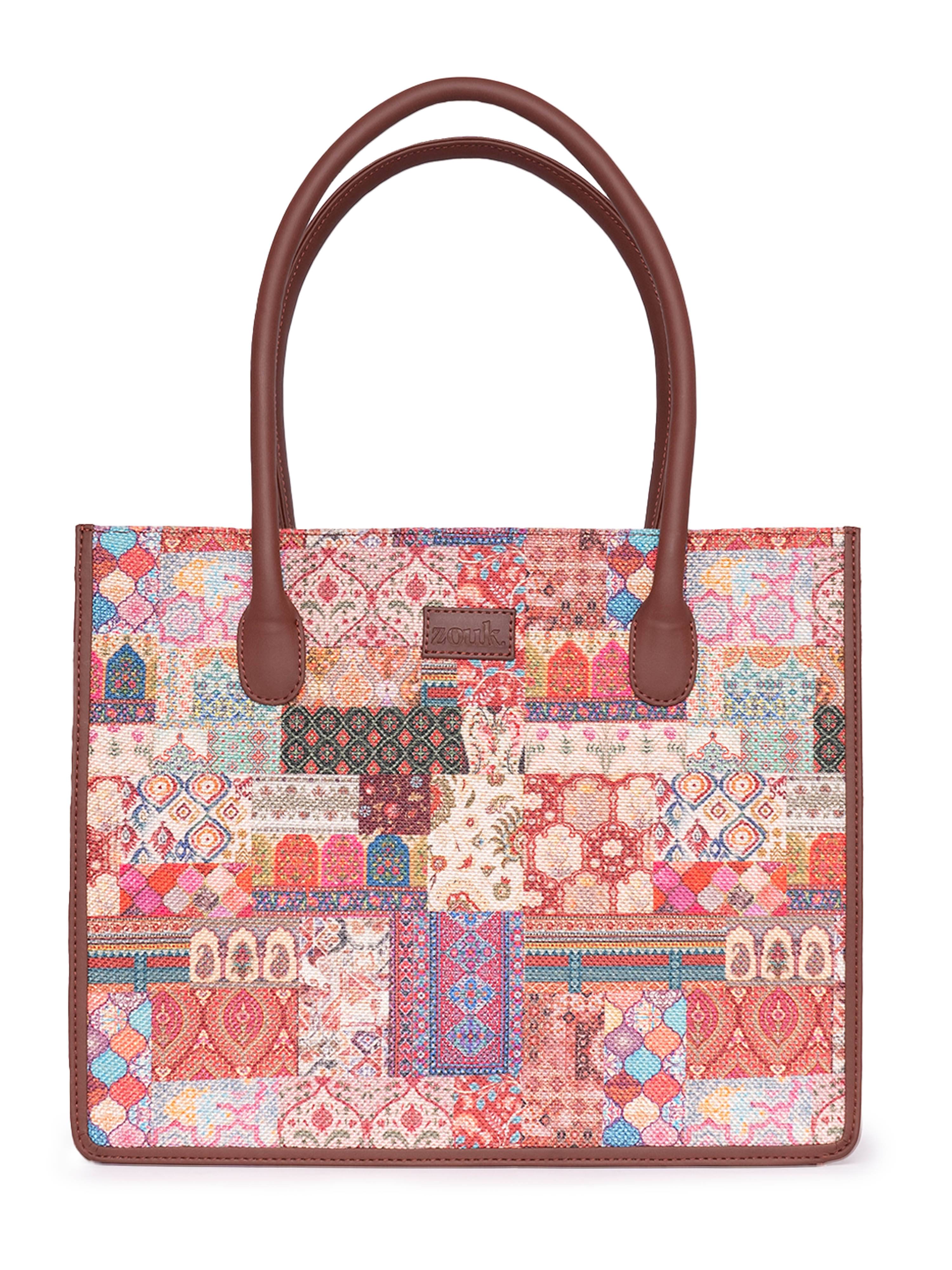     			Zouk Tote Bag Jute Set of 1 ( Multicolor )