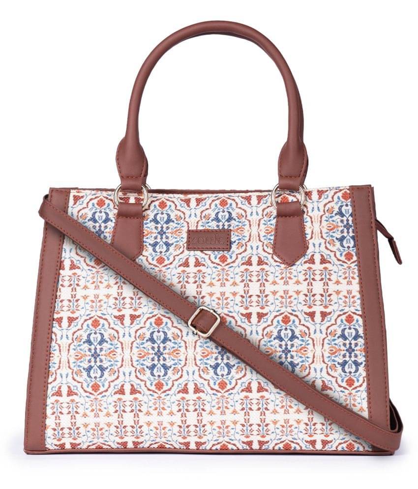 Zouk Satchel Bag Jute Set of 1 ( White ) Zouk Satchel Bag Jute Set of 1 ( White )