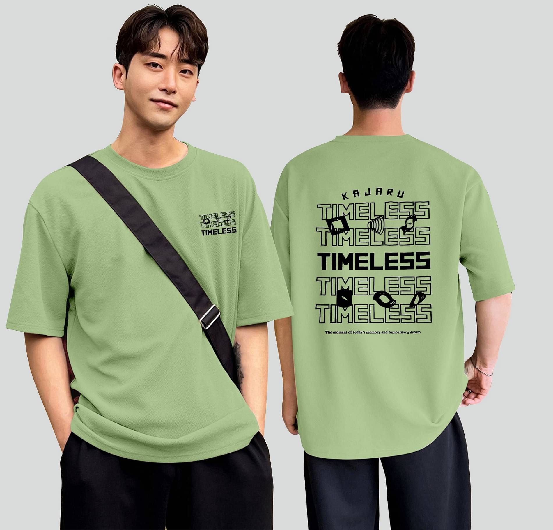     			happy khajana Polyester Oversized Fit Printed Half Sleeves Men's T-Shirt - Green ( Pack of 1 )