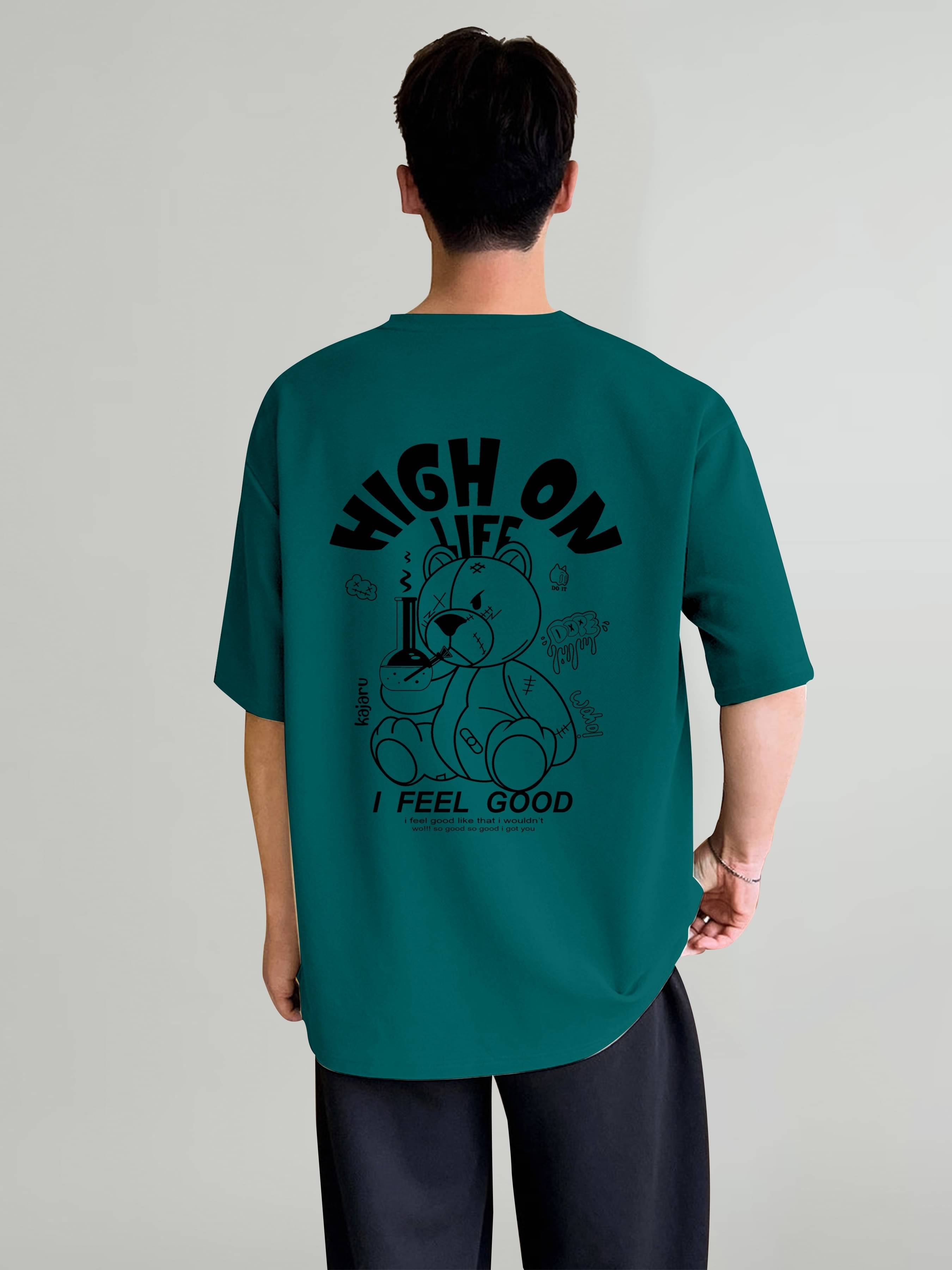     			happy khajana Pack of 1 Polyester Oversized Fit Men's T-Shirt ( Dark Green )