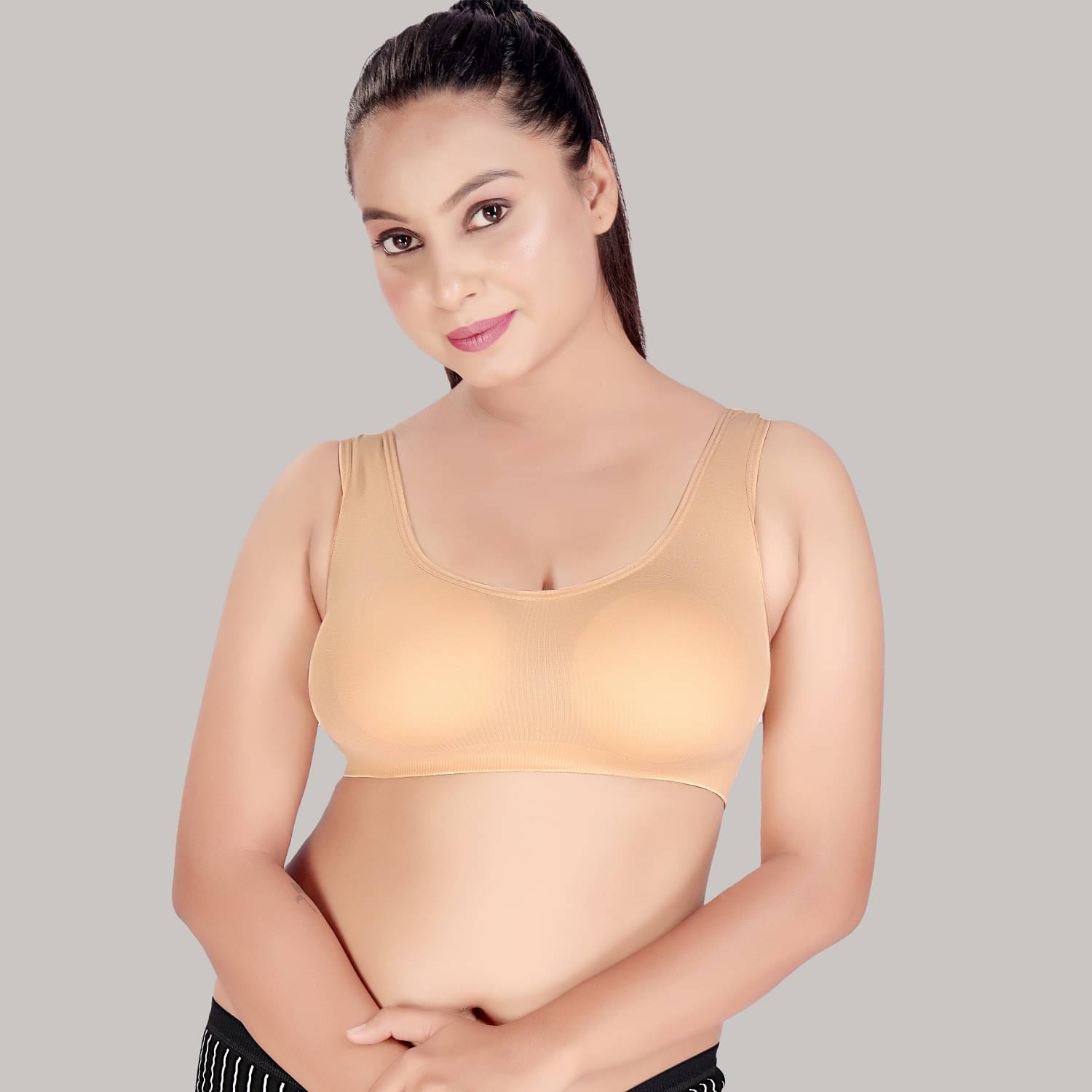     			haya fashion Polyester Women's Everyday Bra ( Beige ) HAYA Polyester Non Padded Women's Cami Air bra