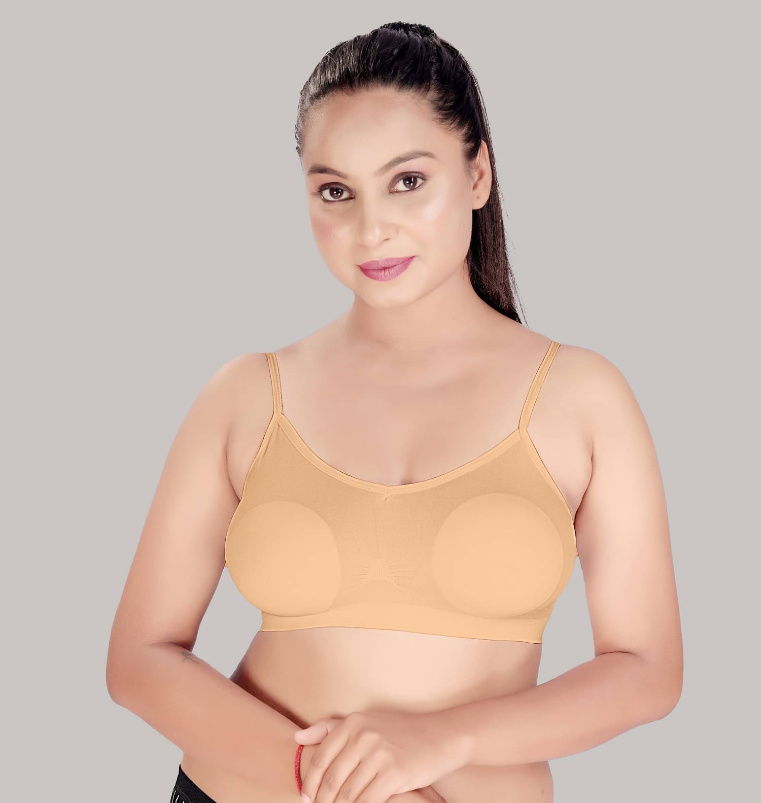     			haya fashion Polyester Women's Bralette Bra ( Beige ) Nermin Bralette Non Padded Polyester women's Bra