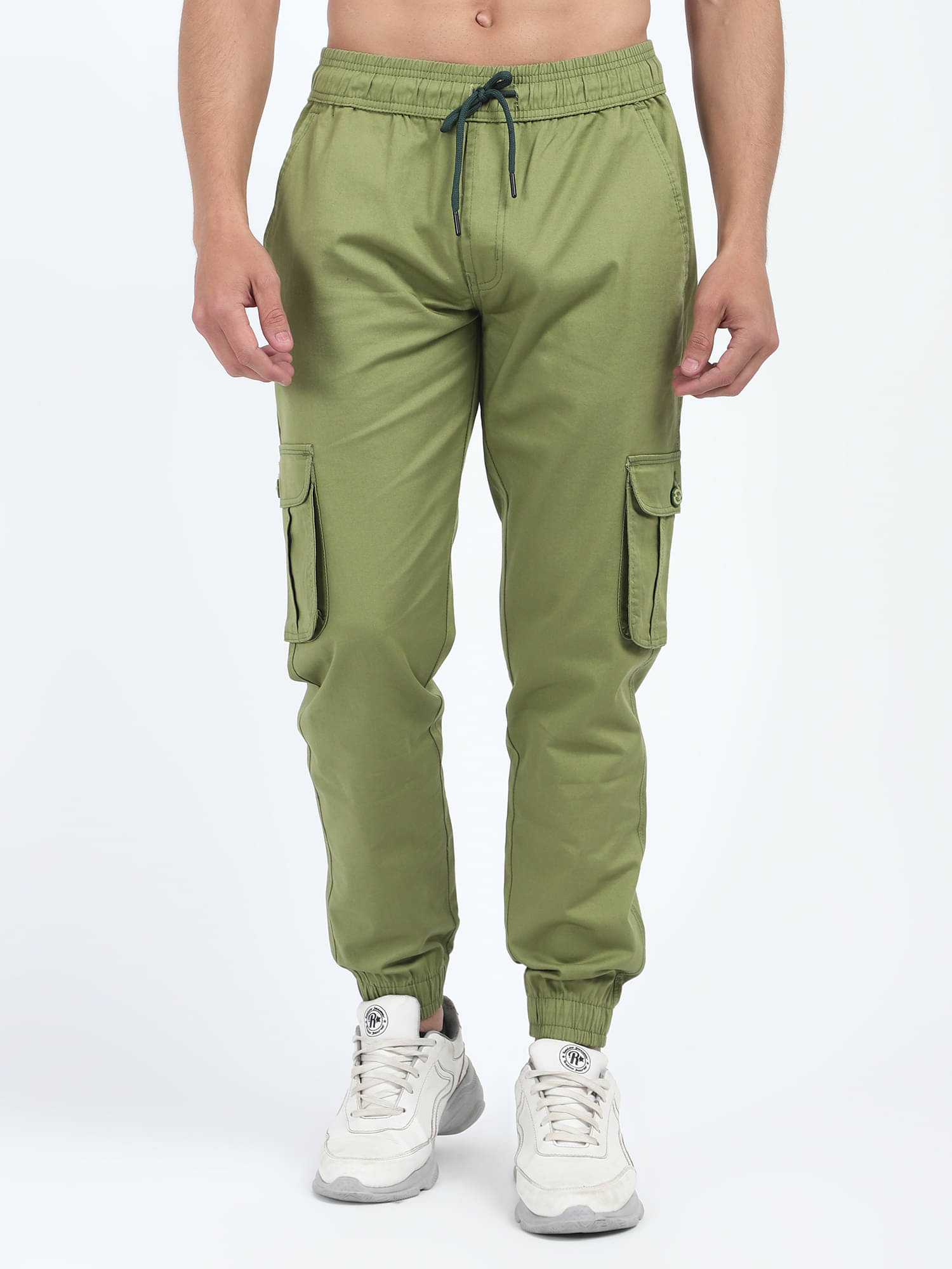     			plounge Slim Flat Men's Cargos - Olive Green ( Pack of 1 )