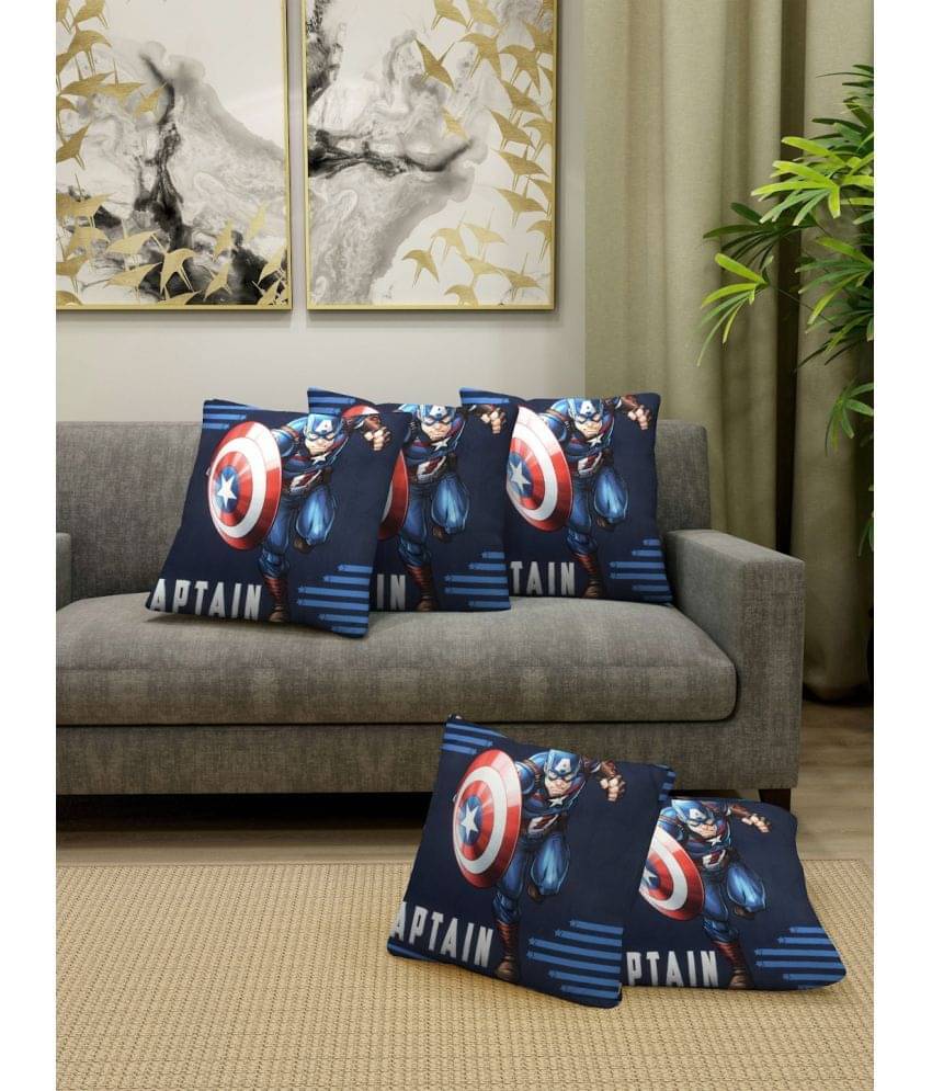 FABINALIV Set of 5 Cotton Blend Superhero Square Cushion Cover (40X40)cm - Navy FABINALIV Set of 5 Cotton Blend Superhero Square Cushion Cover (40X40)cm - Navy
