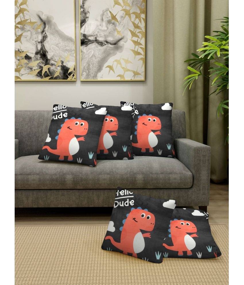 FABINALIV Set of 5 Cotton Blend Animal Square Cushion Cover (40X40)cm - Dark Grey FABINALIV Set of 5 Cotton Blend Animal Square Cushion Cover (40X40)cm - Dark Grey