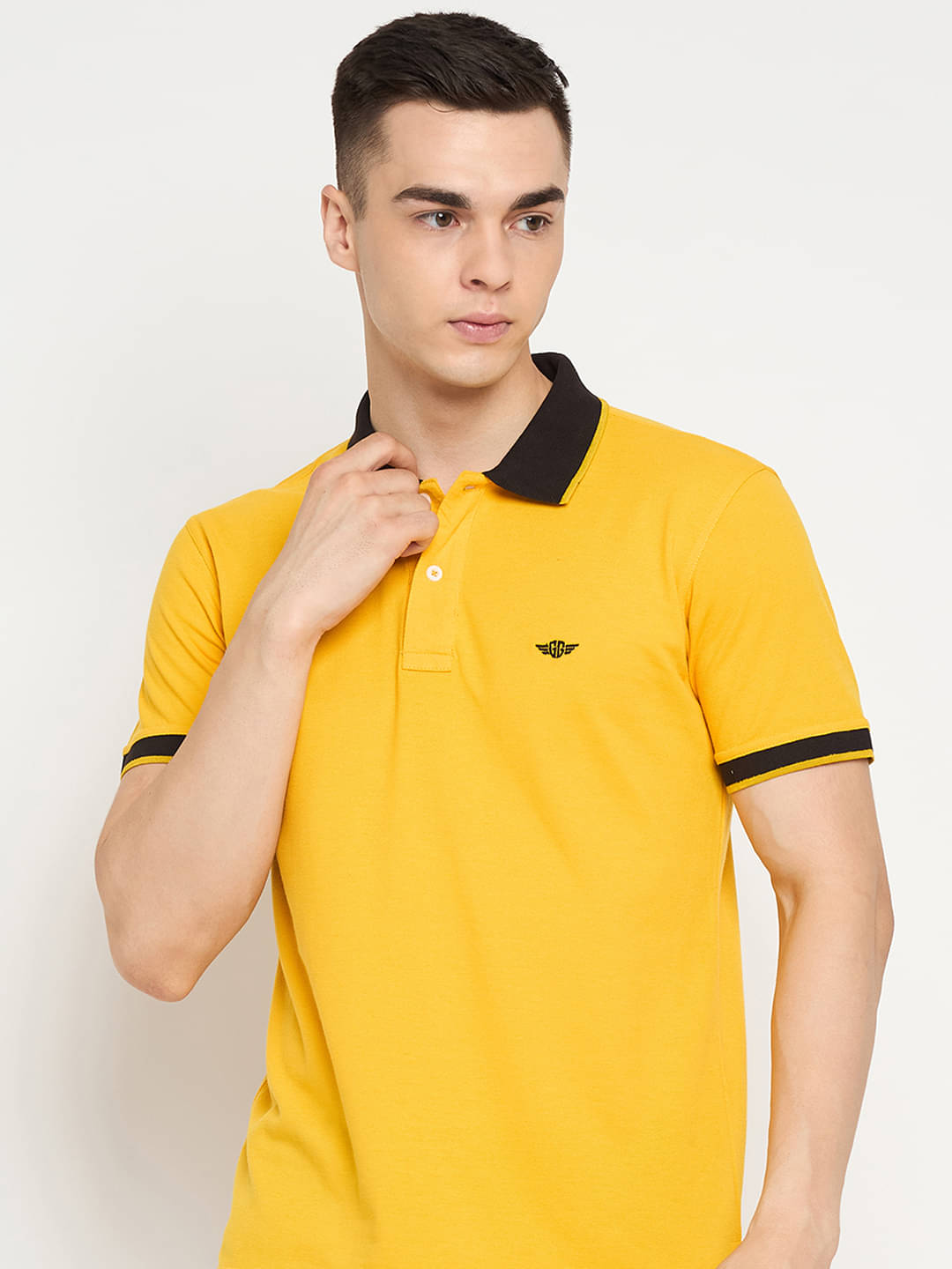 GET GOLF Pack of 1 Cotton Regular Fit Solid Half Sleeves Men's Polo T Shirt ( Mustard )     			GET GOLF Pack of 1 Cotton Regular Fit Solid Half Sleeves Men's Polo T Shirt ( Mustard )