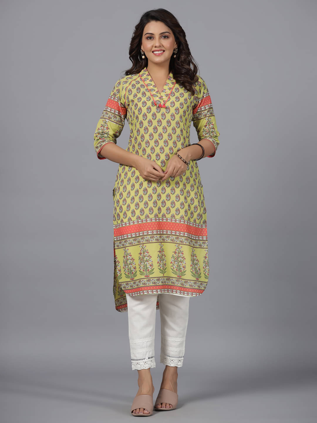 Juniper Cotton Printed Asymmetrical Women's Kurti - Lime Green ( Pack of 1 ) Juniper Cotton Printed Asymmetrical Women's Kurti - Lime Green ( Pack of 1 )