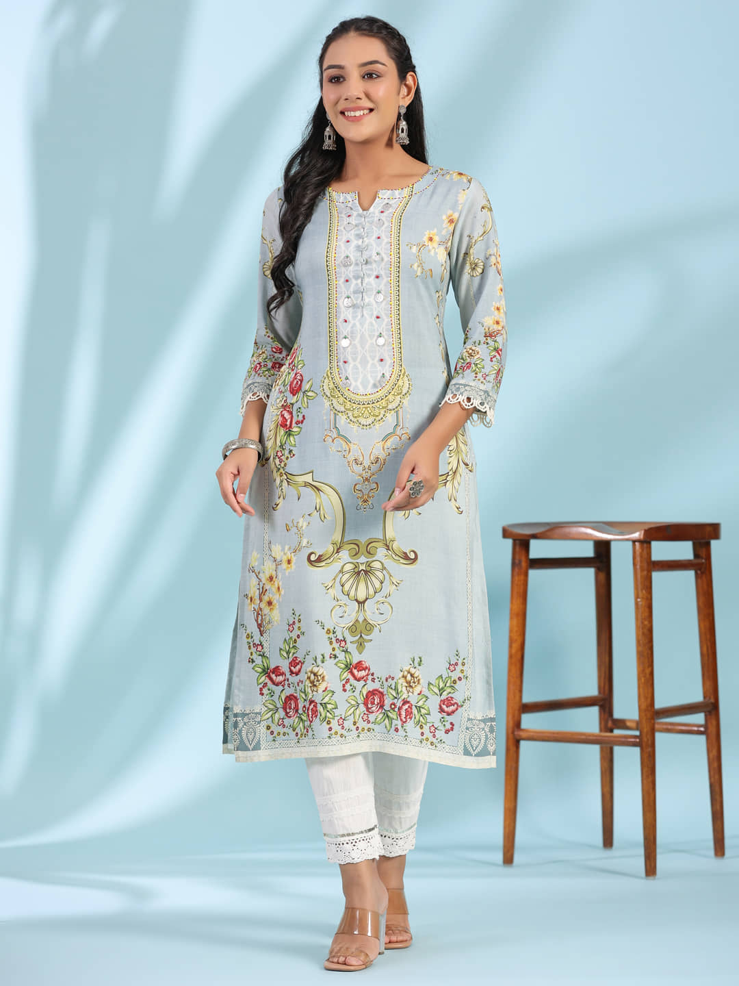 Juniper Rayon Printed Straight Women's Kurti - Green ( Pack of 1 ) - Kurtis, Tunics | Buy online on ZillyBuy