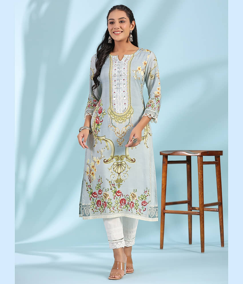 Juniper Rayon Printed Straight Women's Kurti - Green ( Pack of 1 ) - Kurtis, Tunics | Buy online on ZillyBuy