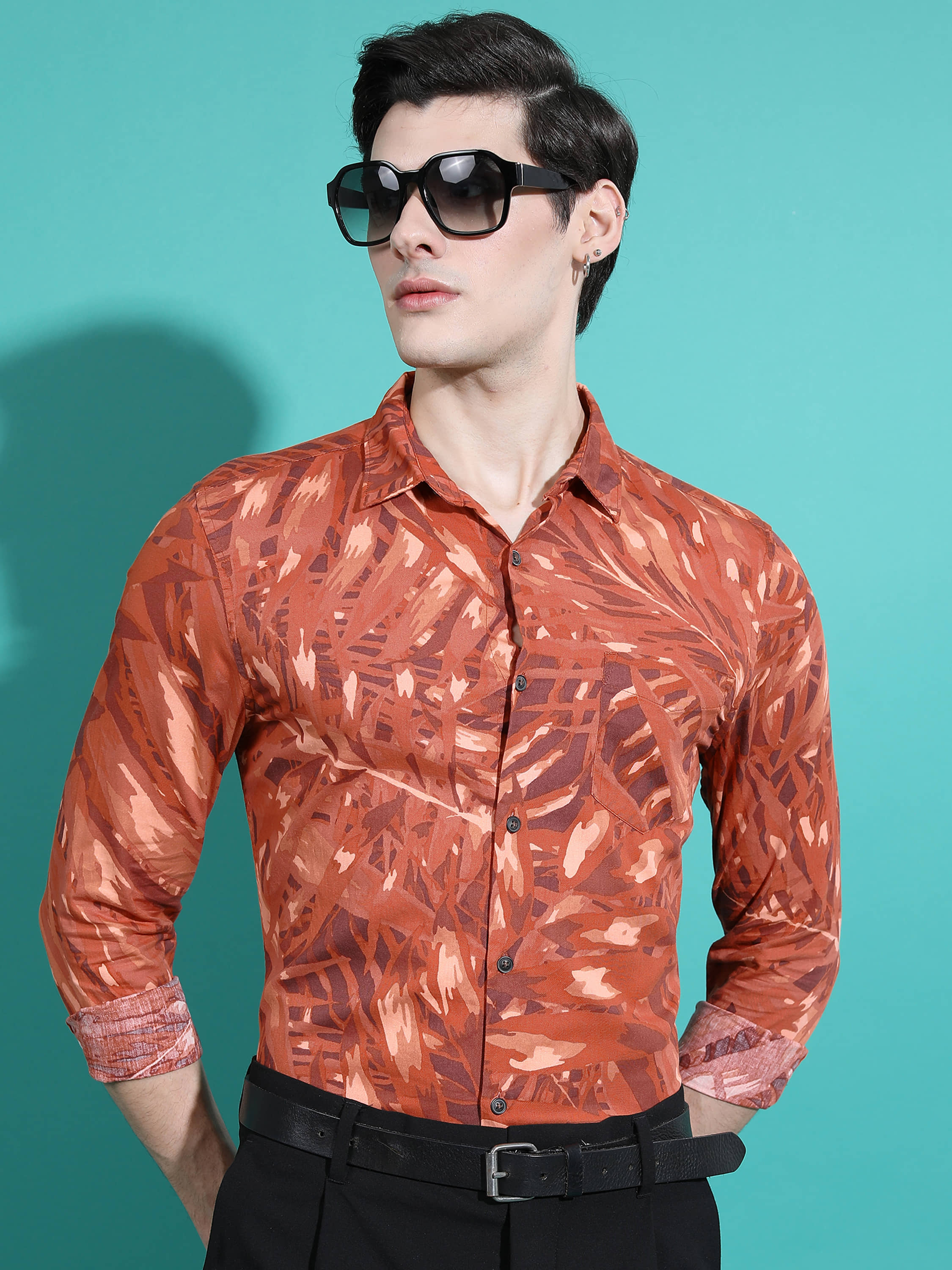 Ketch 100% Cotton Slim Fit Printed Full Sleeves Men's Casual Shirt - Red ( Pack of 1 )