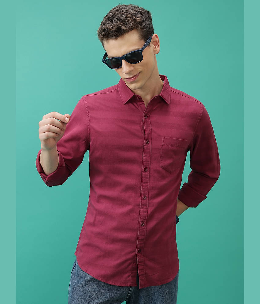 Ketch 100% Cotton Slim Fit Solids Full Sleeves Men's Casual Shirt - Red ( Pack of 1 )
