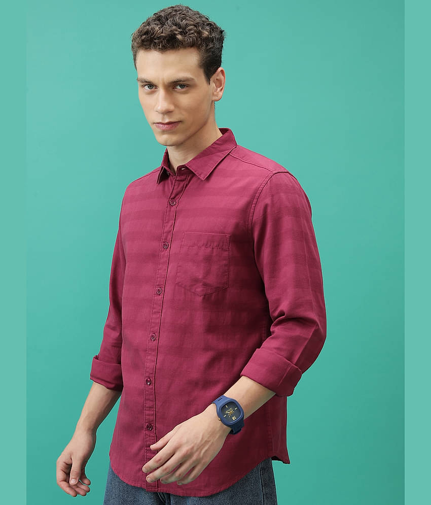 Ketch 100% Cotton Slim Fit Solids Full Sleeves Men's Casual Shirt - Red ( Pack of 1 )