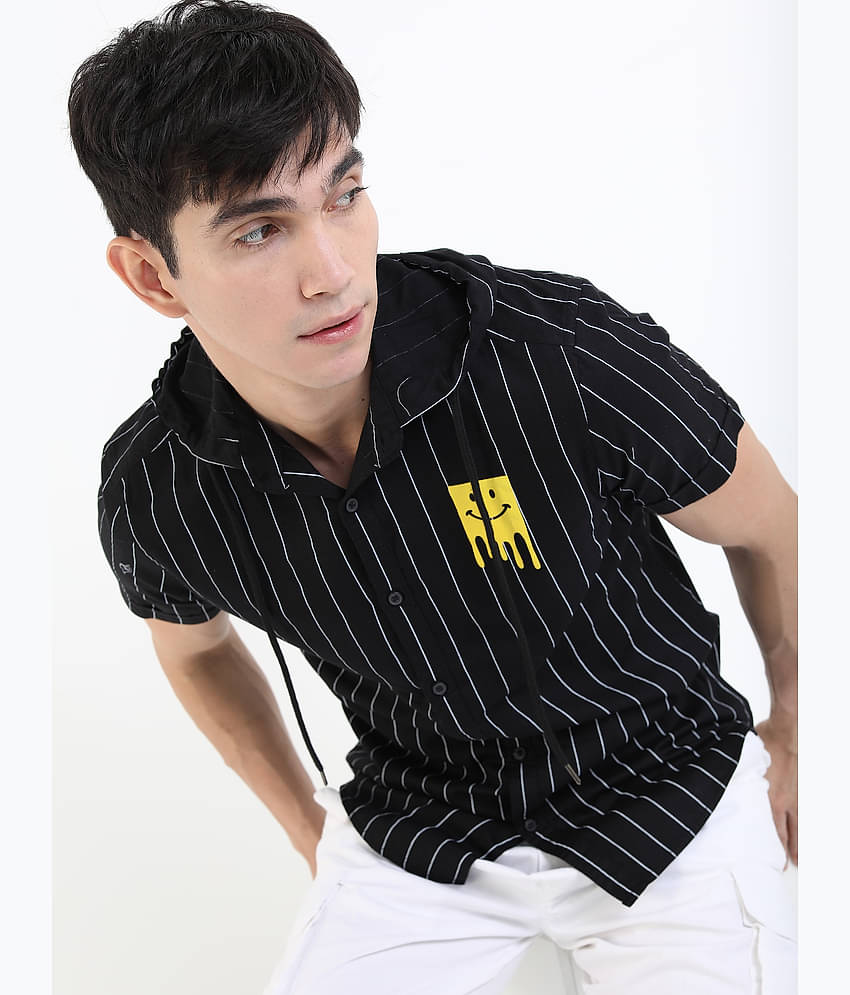 Ketch 100% Cotton Slim Fit Printed Half Sleeves Men's Casual Shirt - Black ( Pack of 1 )