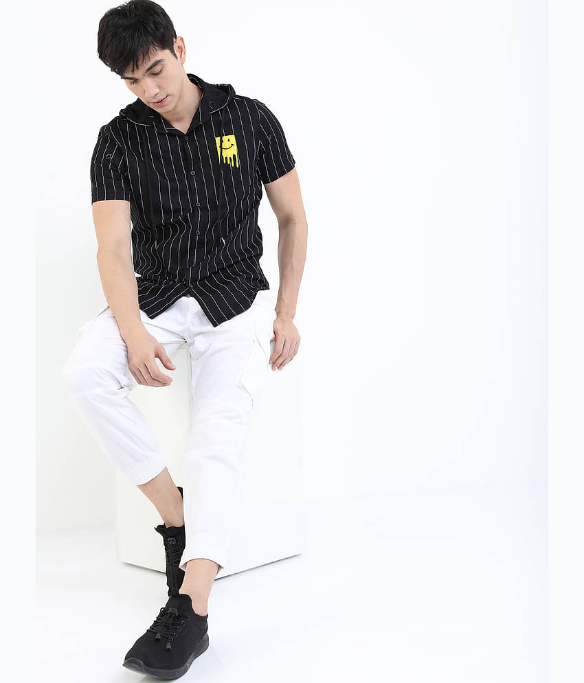 Ketch 100% Cotton Slim Fit Printed Half Sleeves Men's Casual Shirt - Black ( Pack of 1 )