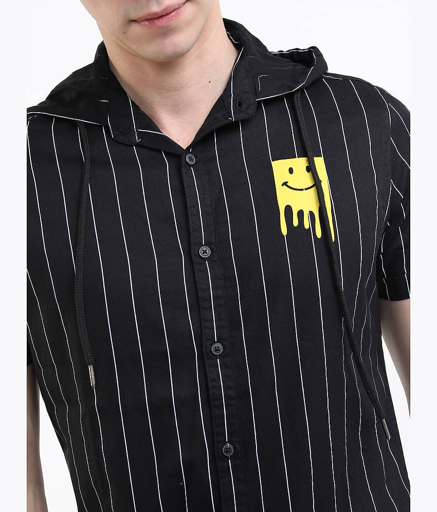 Ketch 100% Cotton Slim Fit Printed Half Sleeves Men's Casual Shirt - Black ( Pack of 1 )