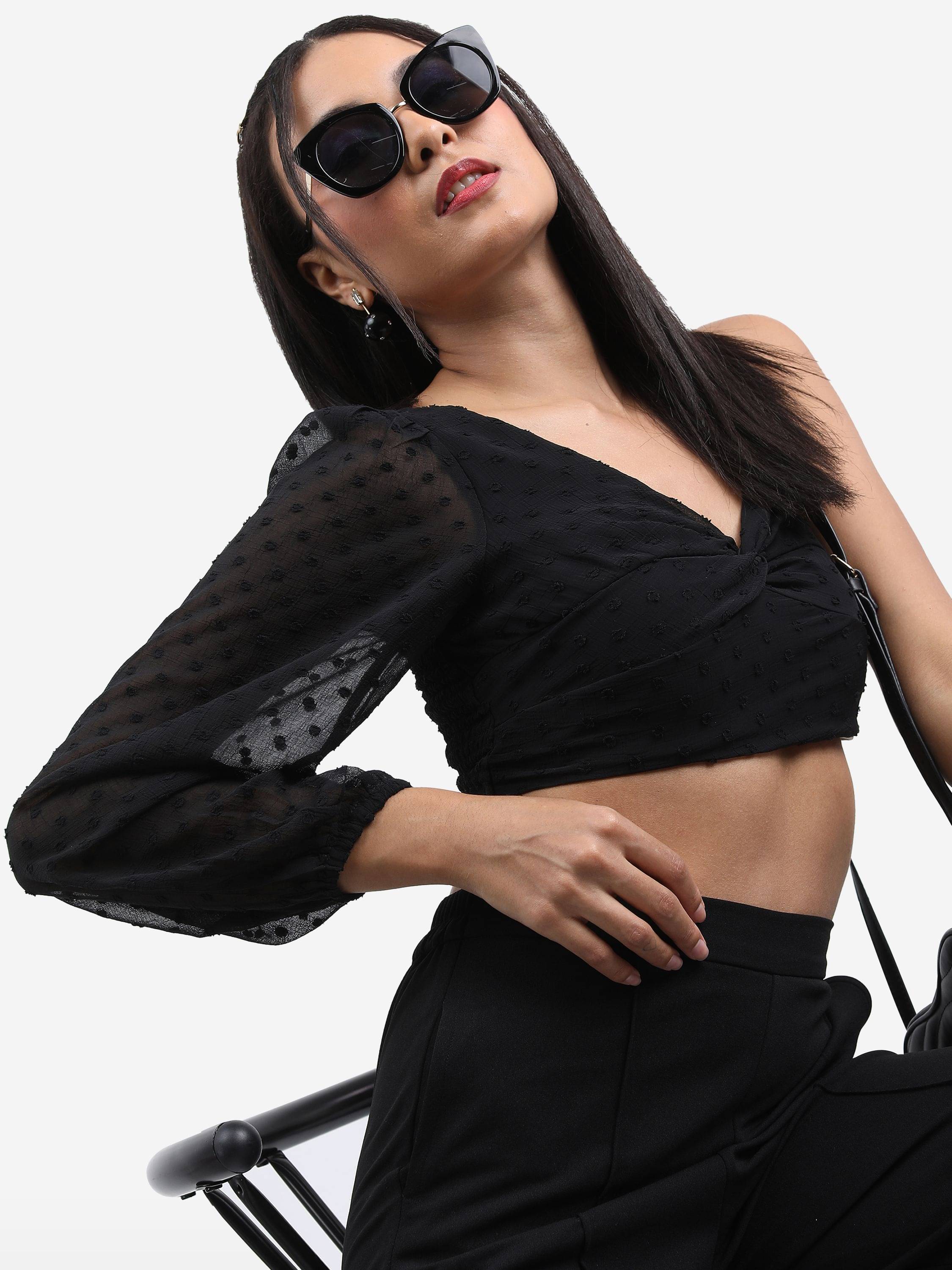     			Ketch Women's Polyester Crop Top ( Black )