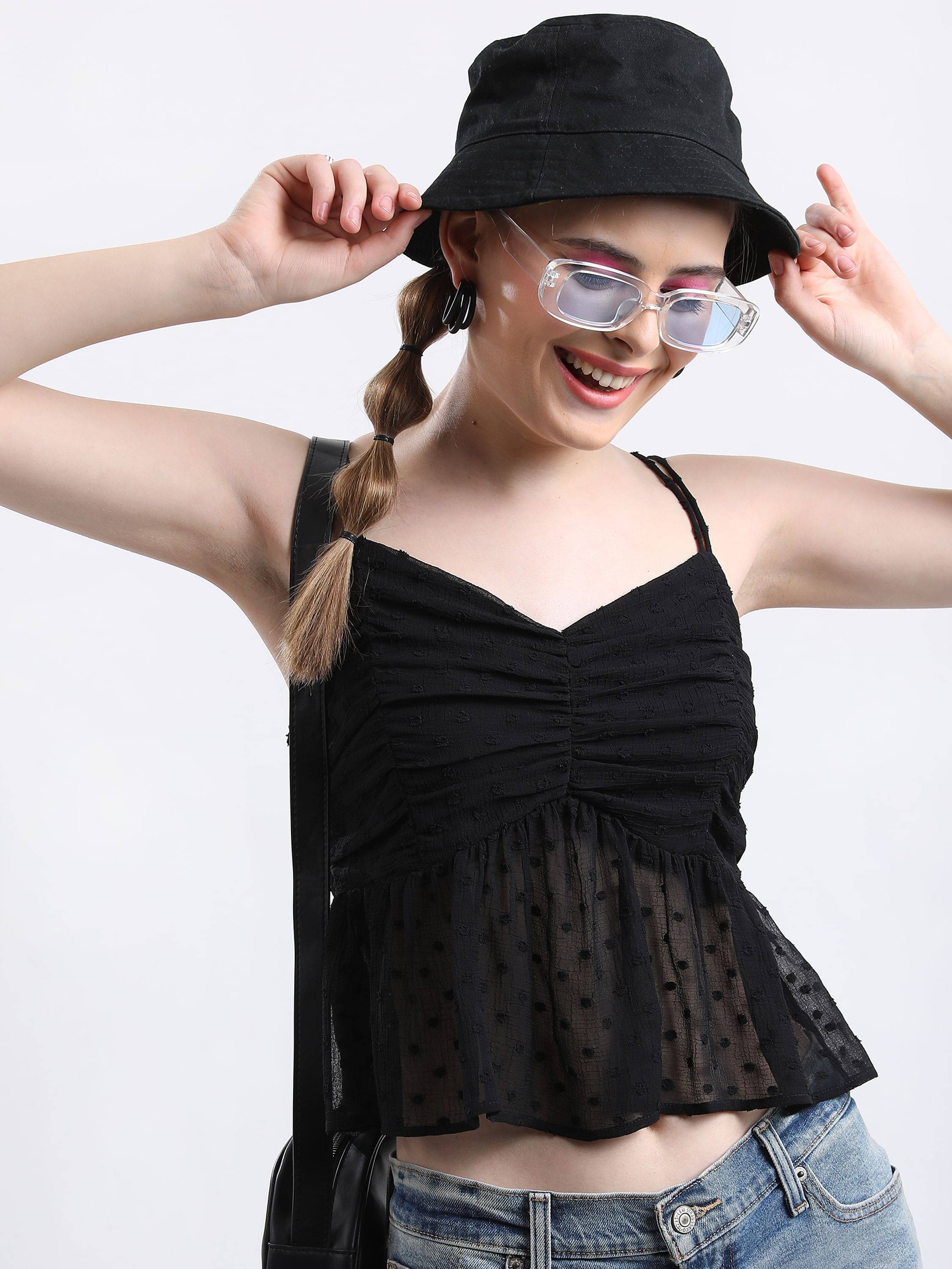     			Ketch Women's Polyester Crop Top ( Black )