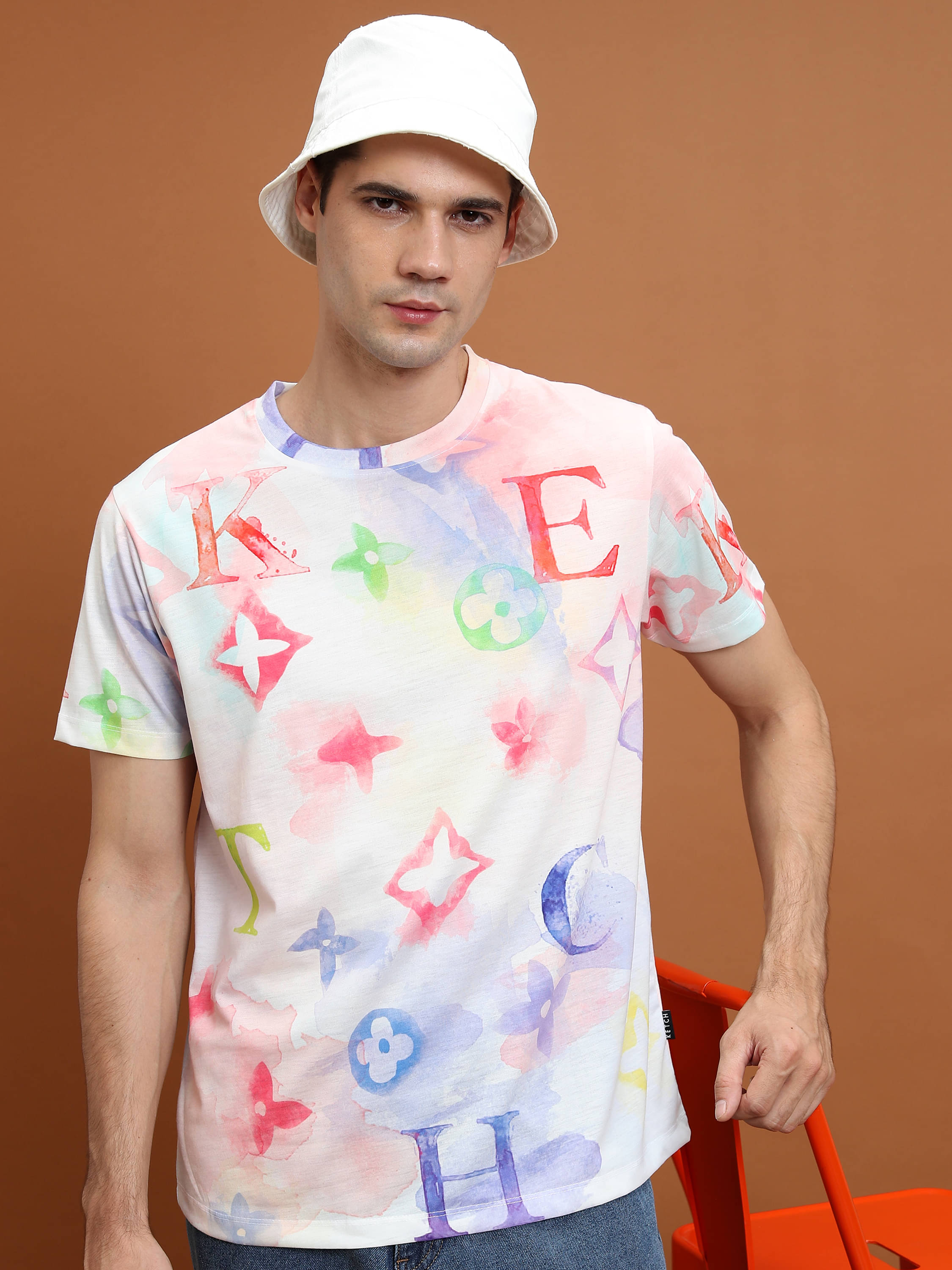 Ketch Polyester Slim Fit Printed Half Sleeves Men's T-Shirt - White ( Pack of 1 ) Ketch Polyester Slim Fit Printed Half Sleeves Men's T-Shirt - White ( Pack of 1 )