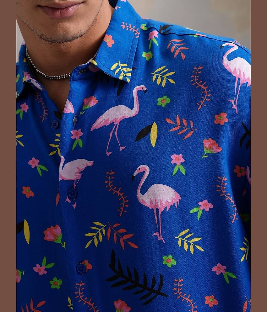 Ketch Viscose Oversized Fit Printed Half Sleeves Men's Casual Shirt - Blue ( Pack of 1 )