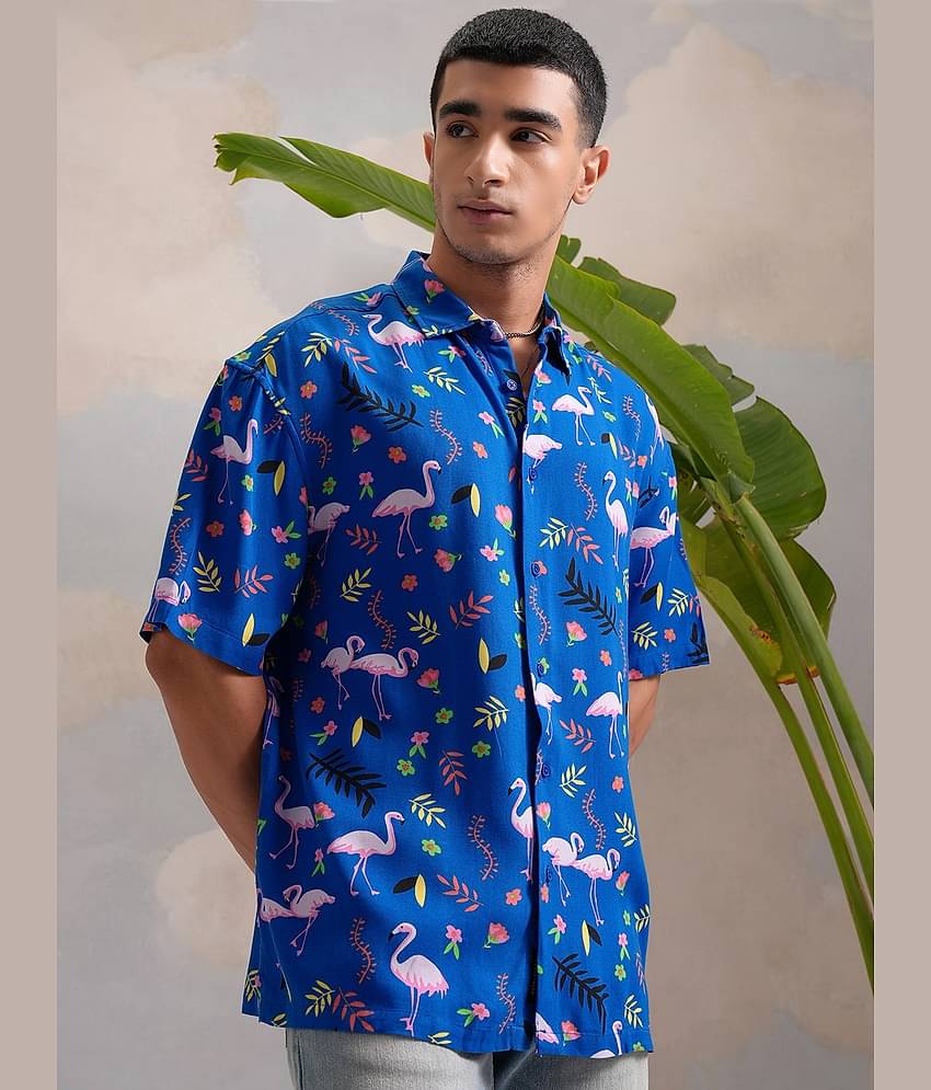 Ketch Viscose Oversized Fit Printed Half Sleeves Men's Casual Shirt - Blue ( Pack of 1 )