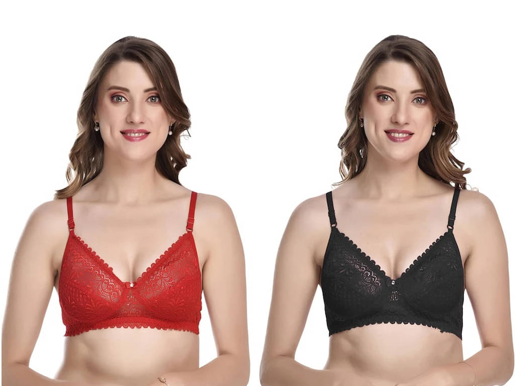 Kiran Enterprises Pack of 2 Net Women's Everyday Bra ( Multicolor ) Kiran Enterprises Pack of 2 Net Women's Everyday Bra ( Multicolor )