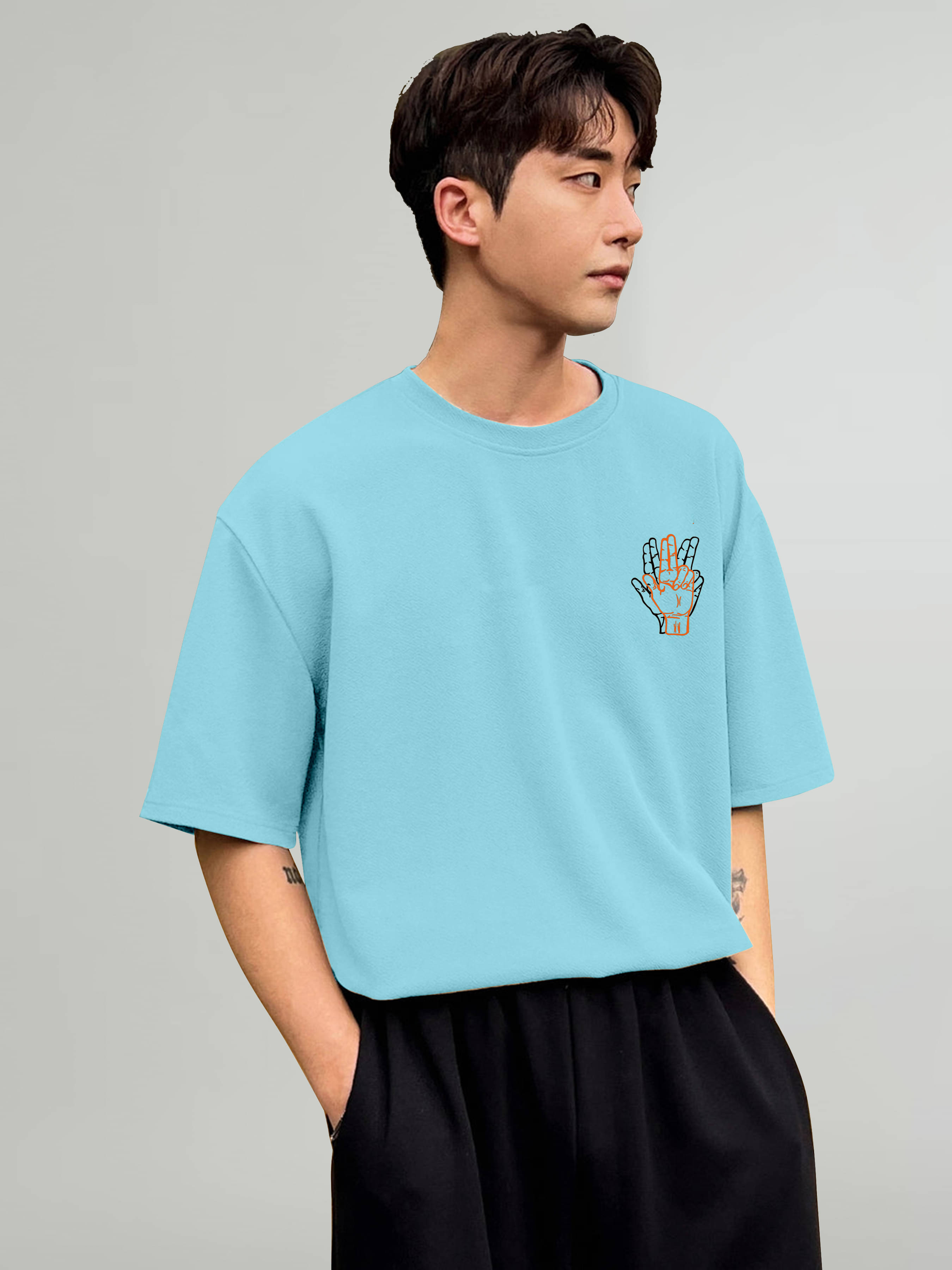 happy khajana Pack of 1 Polyester Oversized Fit Men's T-Shirt ( Light Blue )     			happy khajana Pack of 1 Polyester Oversized Fit Men's T-Shirt ( Light Blue )