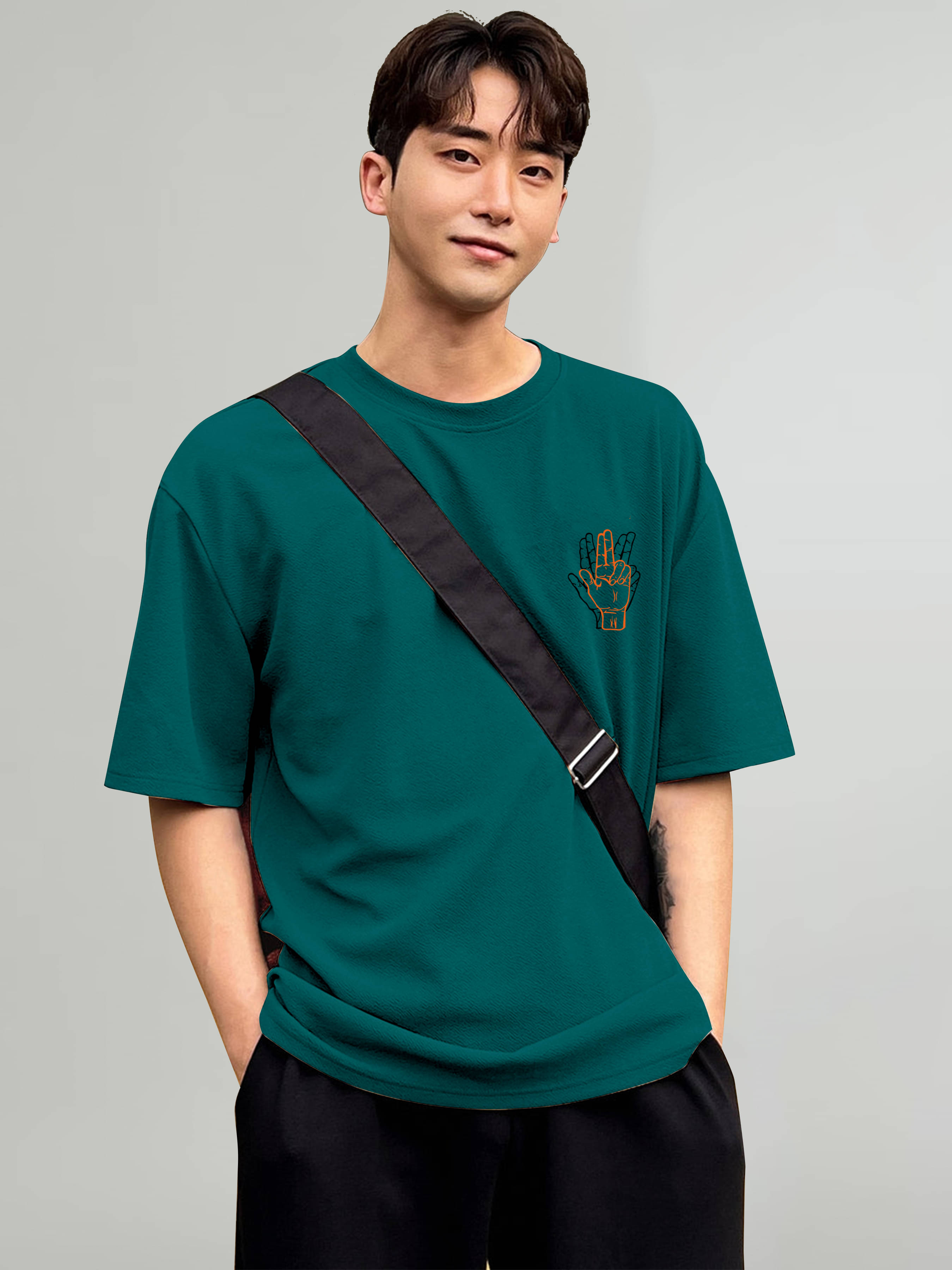 happy khajana Pack of 1 Polyester Oversized Fit Men's T-Shirt ( Military Green ) happy khajana Pack of 1 Polyester Oversized Fit Men's T-Shirt ( Military Green )