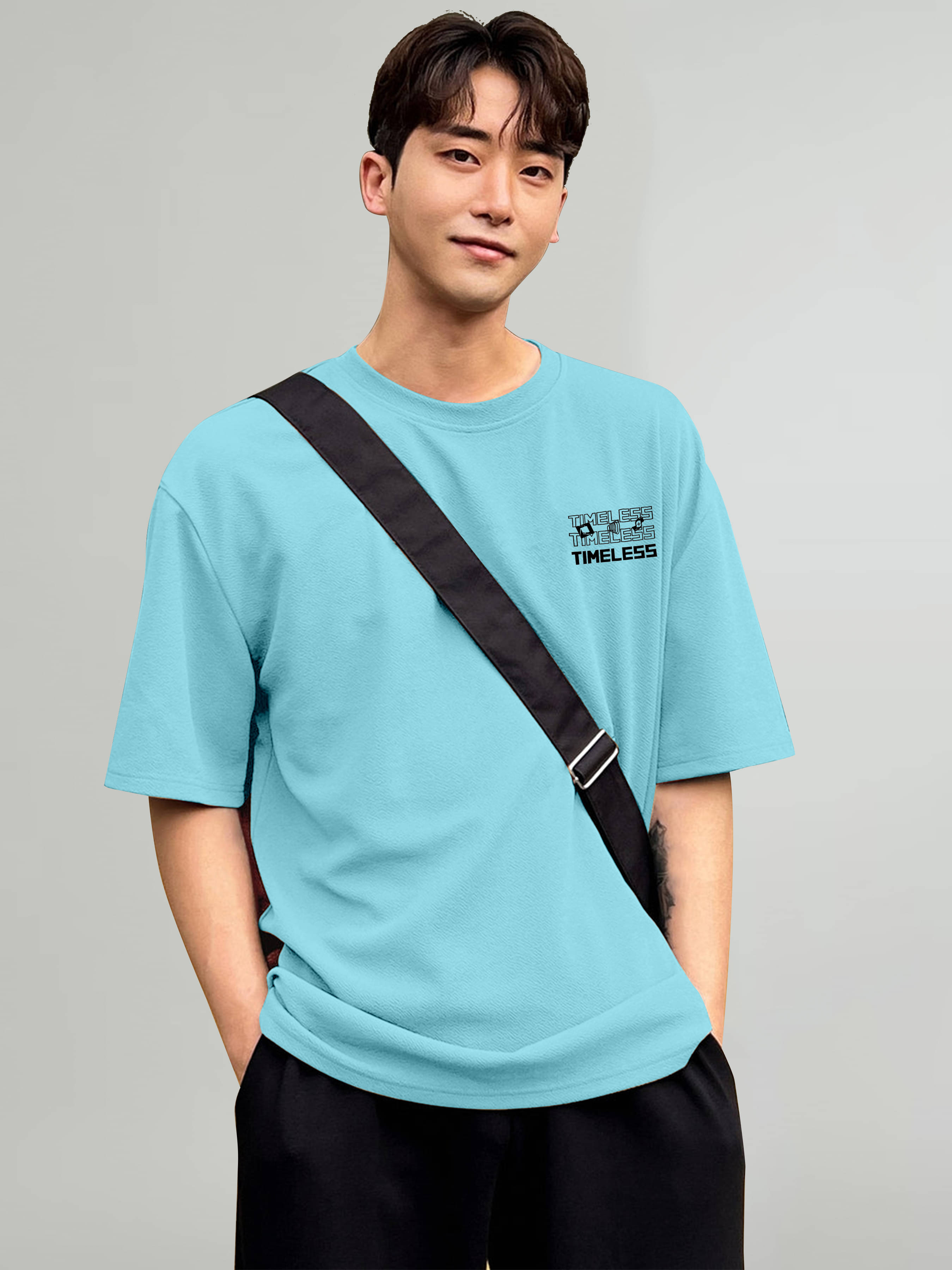 happy khajana Pack of 1 Polyester Oversized Fit Men's T-Shirt ( Light Blue ) happy khajana Pack of 1 Polyester Oversized Fit Men's T-Shirt ( Light Blue )