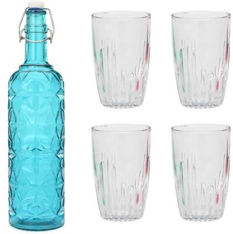     			AFAST Bottle Glass Blue Glass Water Bottle 1000 mL ( Set of 5 )