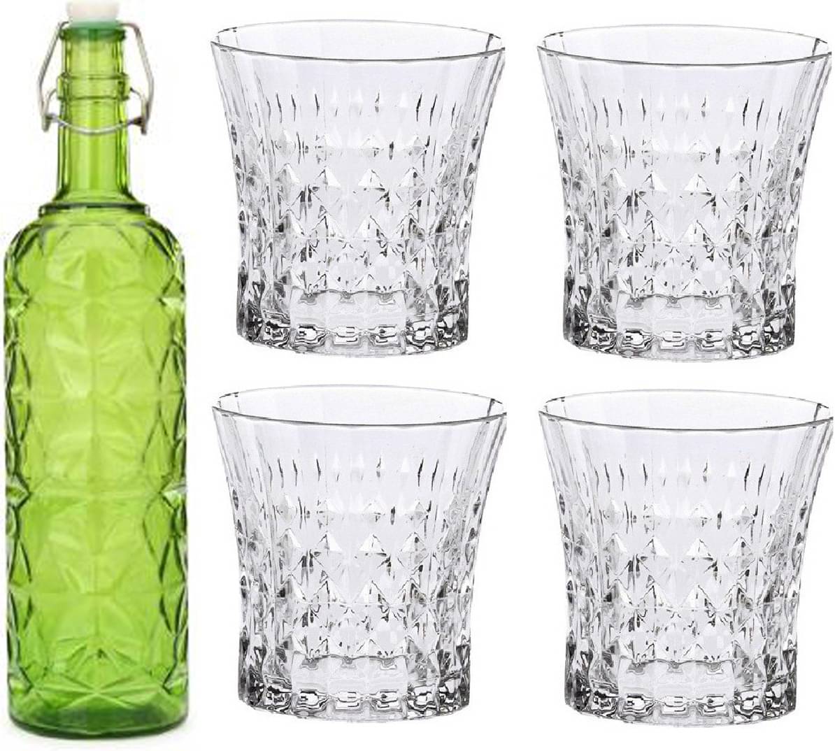     			AFAST Bottle Glass Green Glass Water Bottle 1000 mL ( Set of 5 )