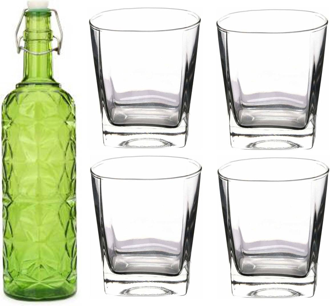     			AFAST Bottle Glass Green Glass Water Bottle 1000 mL ( Set of 5 )