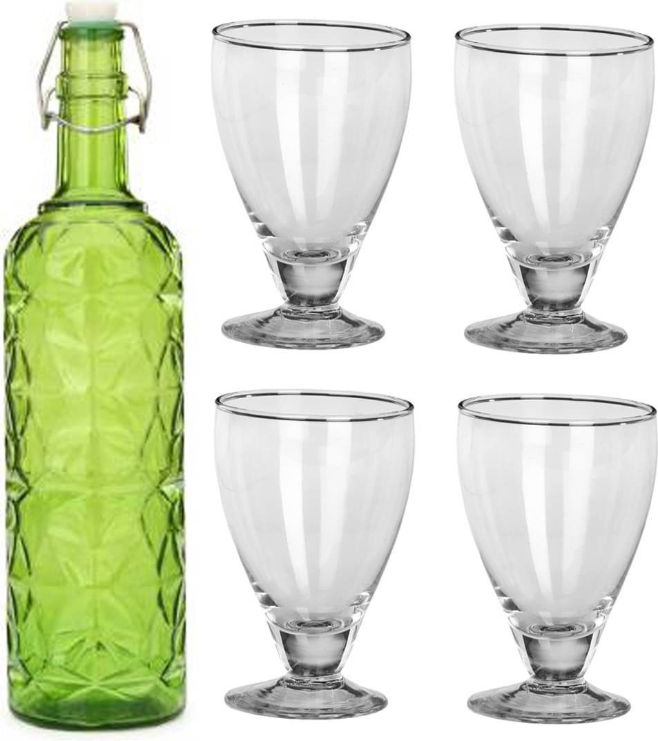     			AFAST Bottle Glass Green Glass Water Bottle 1000 mL ( Set of 5 )
